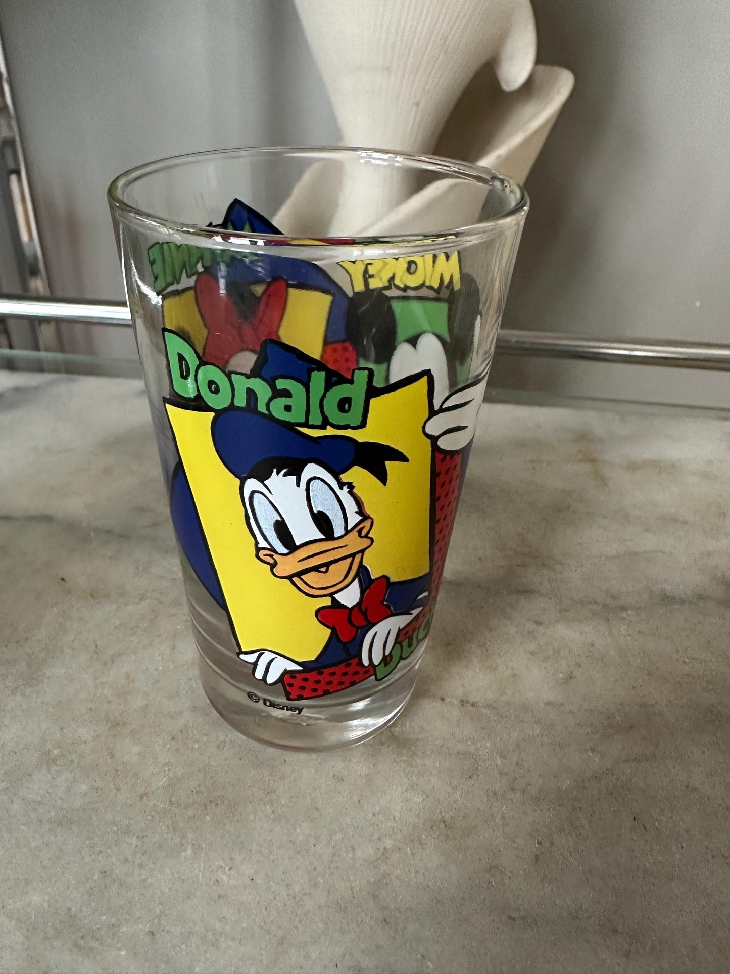 Vintage Disney Mickey/Minnie Mouse/Donald Duck Drinking Glass and Goofy Drinking Glass  Set of 2