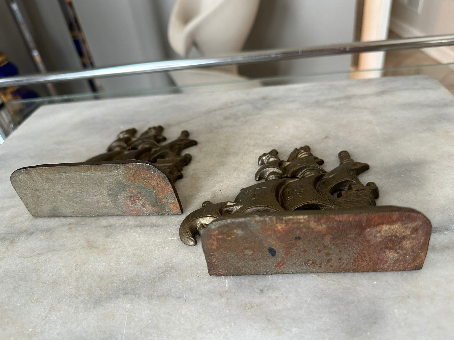 Vintage Cast Metal Pirate Galleon 128 Copyright Cast Metal (Aluminum) Bookends / Door Stops
