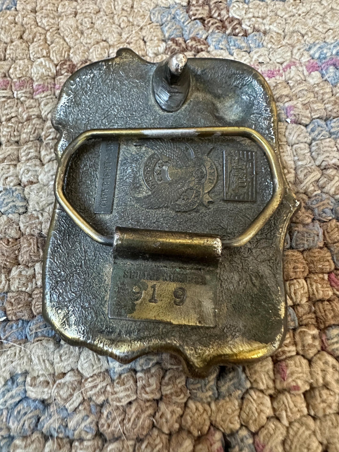 1982 Enameled Country Music Buckle  ~  Serial Number H919  ~  The Great American Buckle Co U.S.A.  Copyright 1982  Made in the U.S.A.