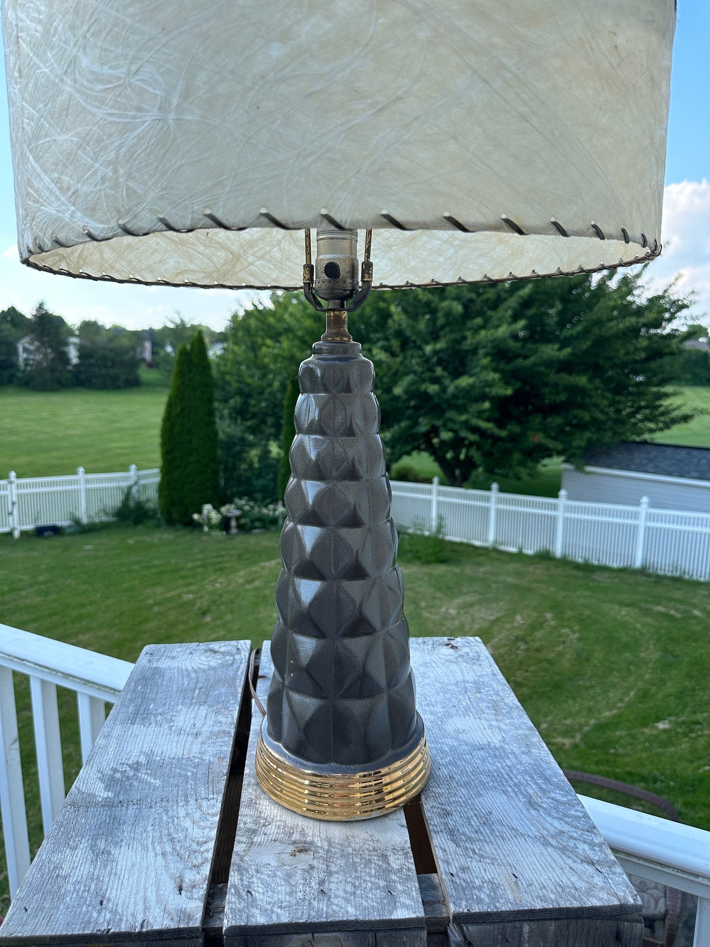 Vintage Mid Century Modern Bronze  Ceramic Table Lamp | MCM Lightning