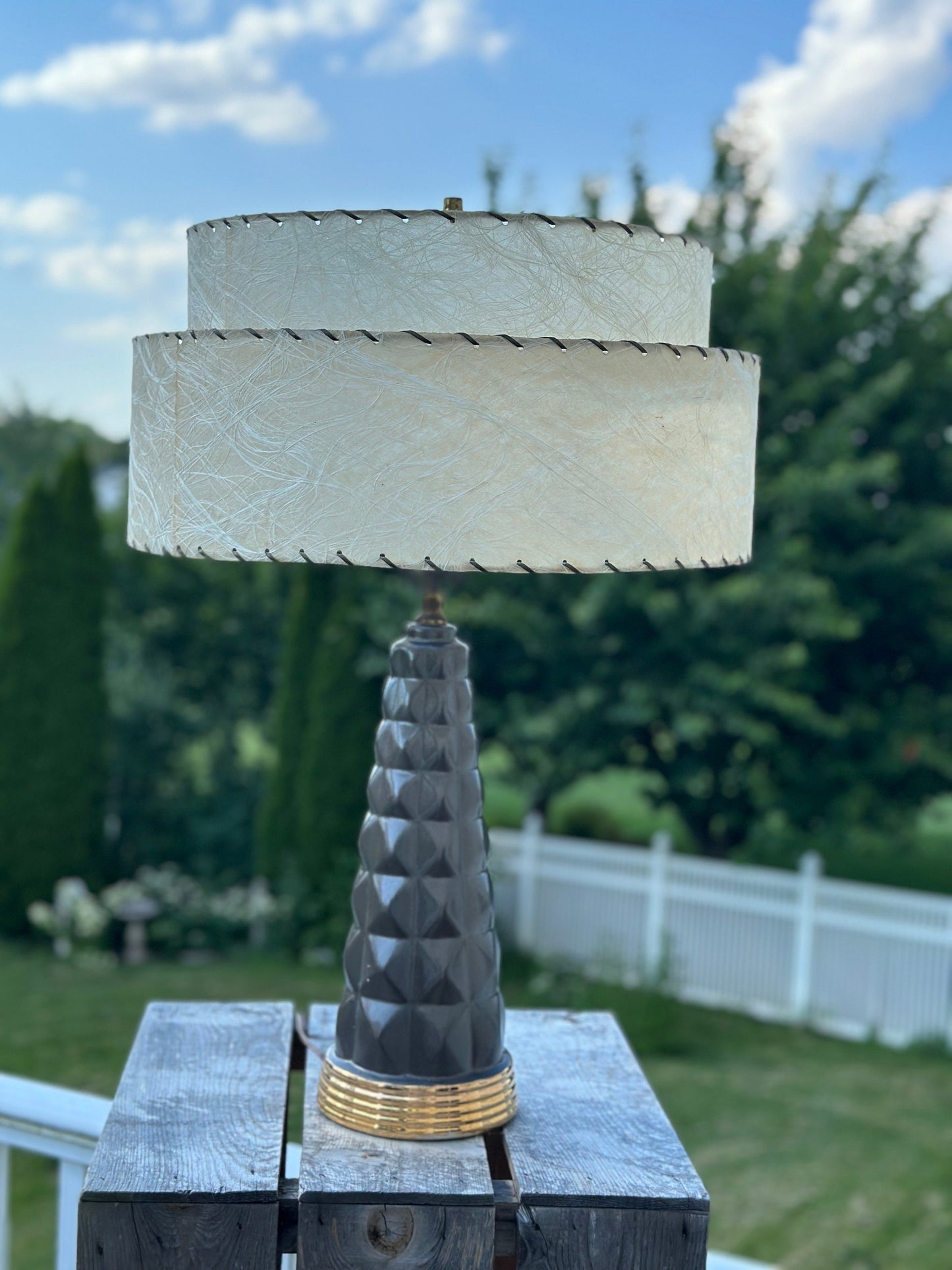 Vintage Mid Century Modern Bronze  Ceramic Table Lamp | MCM Lightning