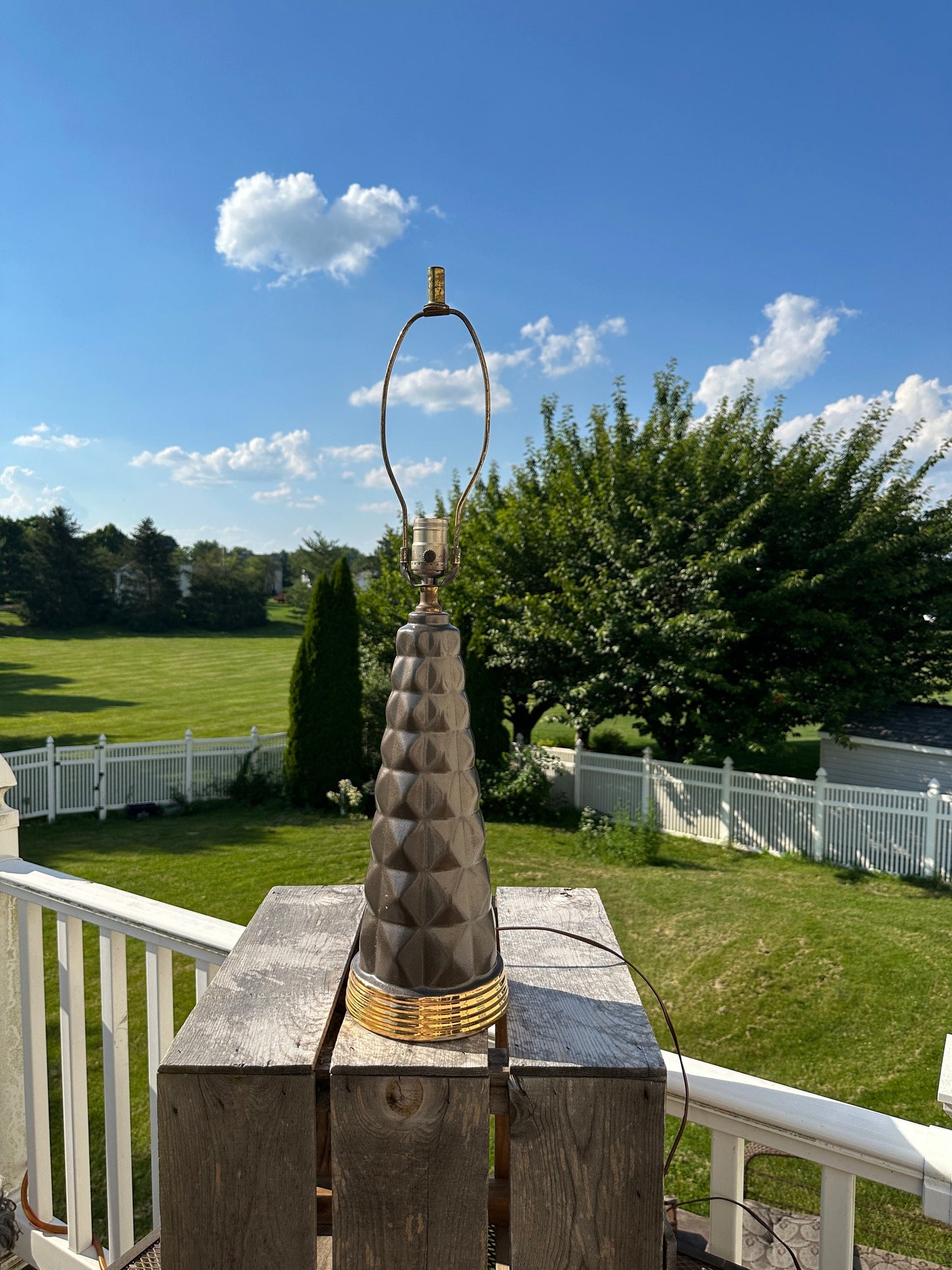 Vintage Mid Century Modern Bronze  Ceramic Table Lamp | MCM Lightning