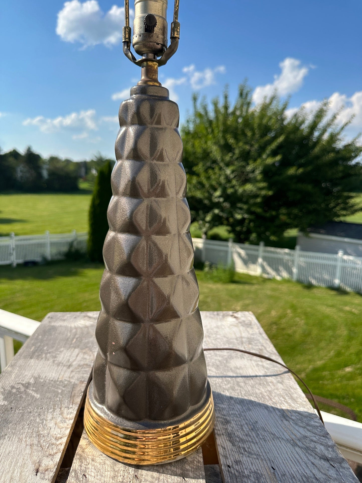Vintage Mid Century Modern Bronze  Ceramic Table Lamp | MCM Lightning