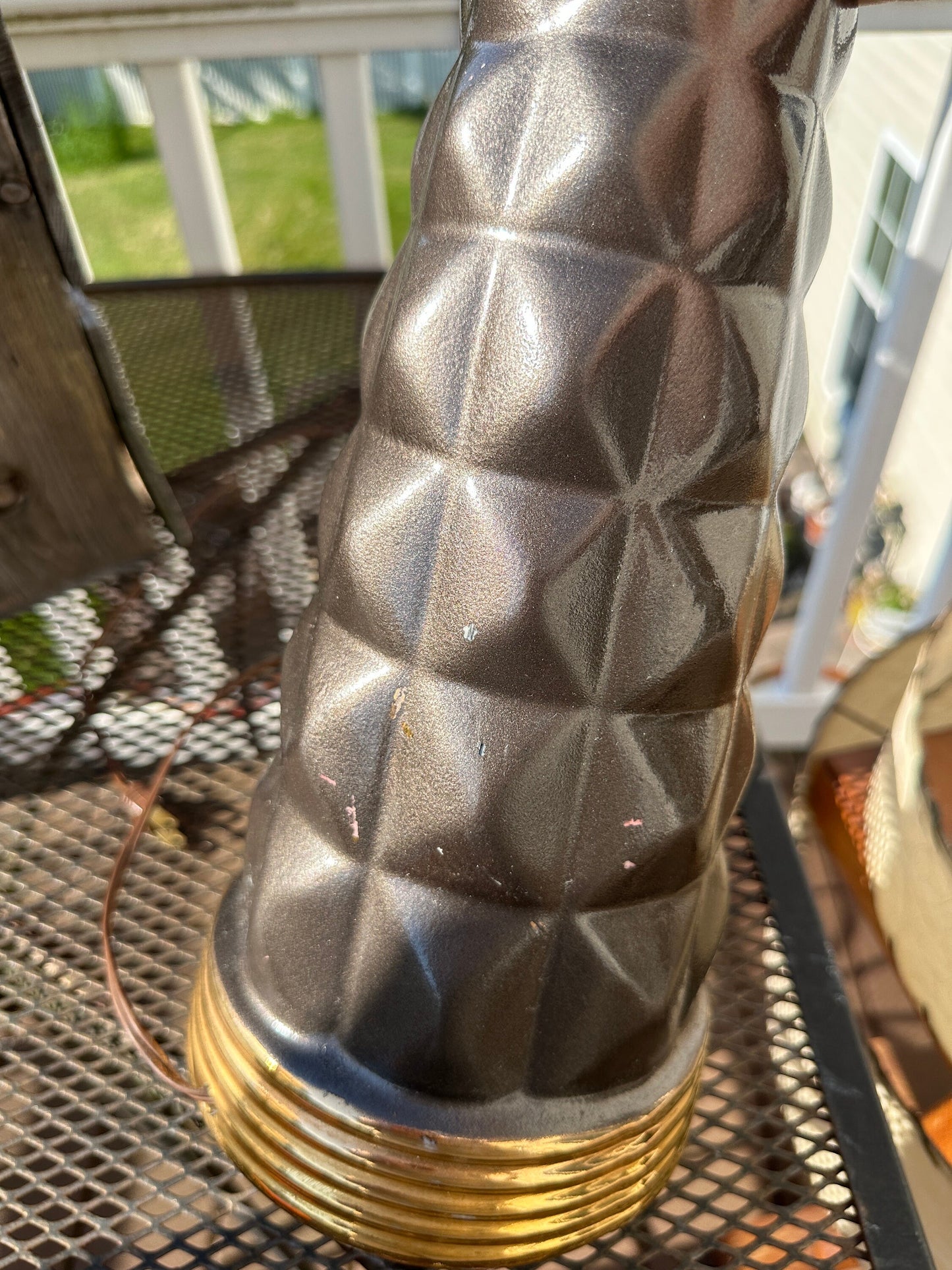 Vintage Mid Century Modern Bronze  Ceramic Table Lamp | MCM Lightning