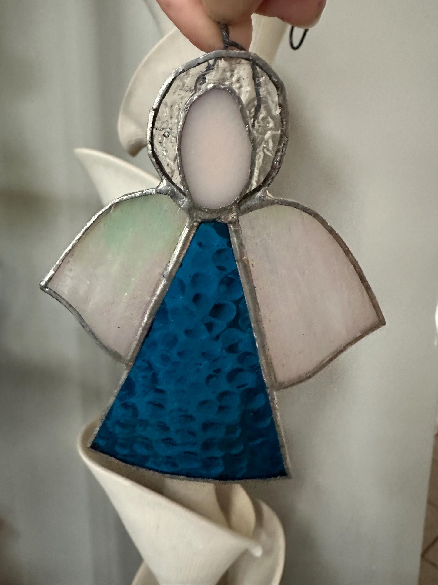 Vintage Stained Glass Christmas Ornaments – Set of 3 Angels & Candle