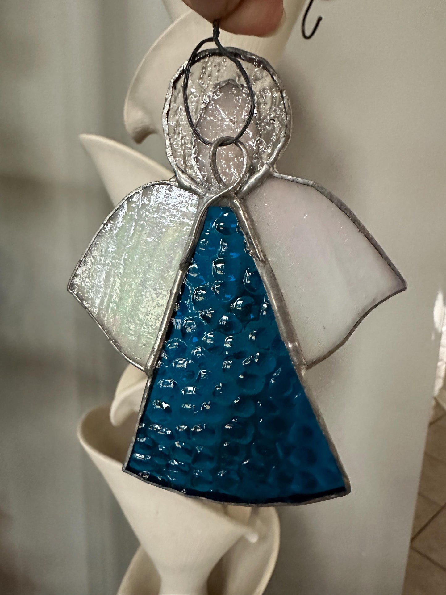 Vintage Stained Glass Christmas Ornaments – Set of 3 Angels & Candle