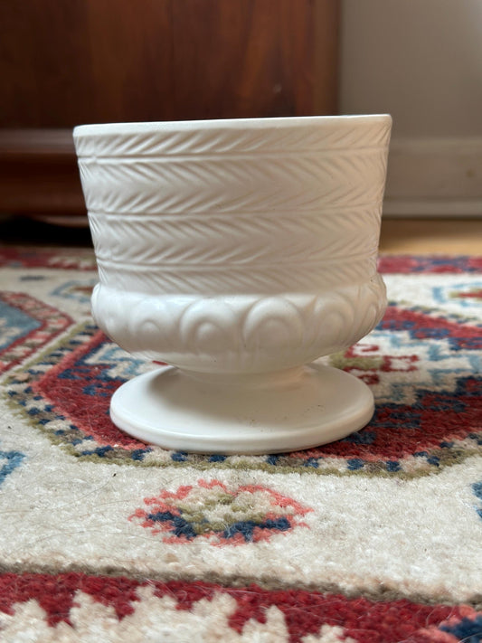Vintage Hull USA F64 Vase | White Matte  Glaze Pedestal Pottery