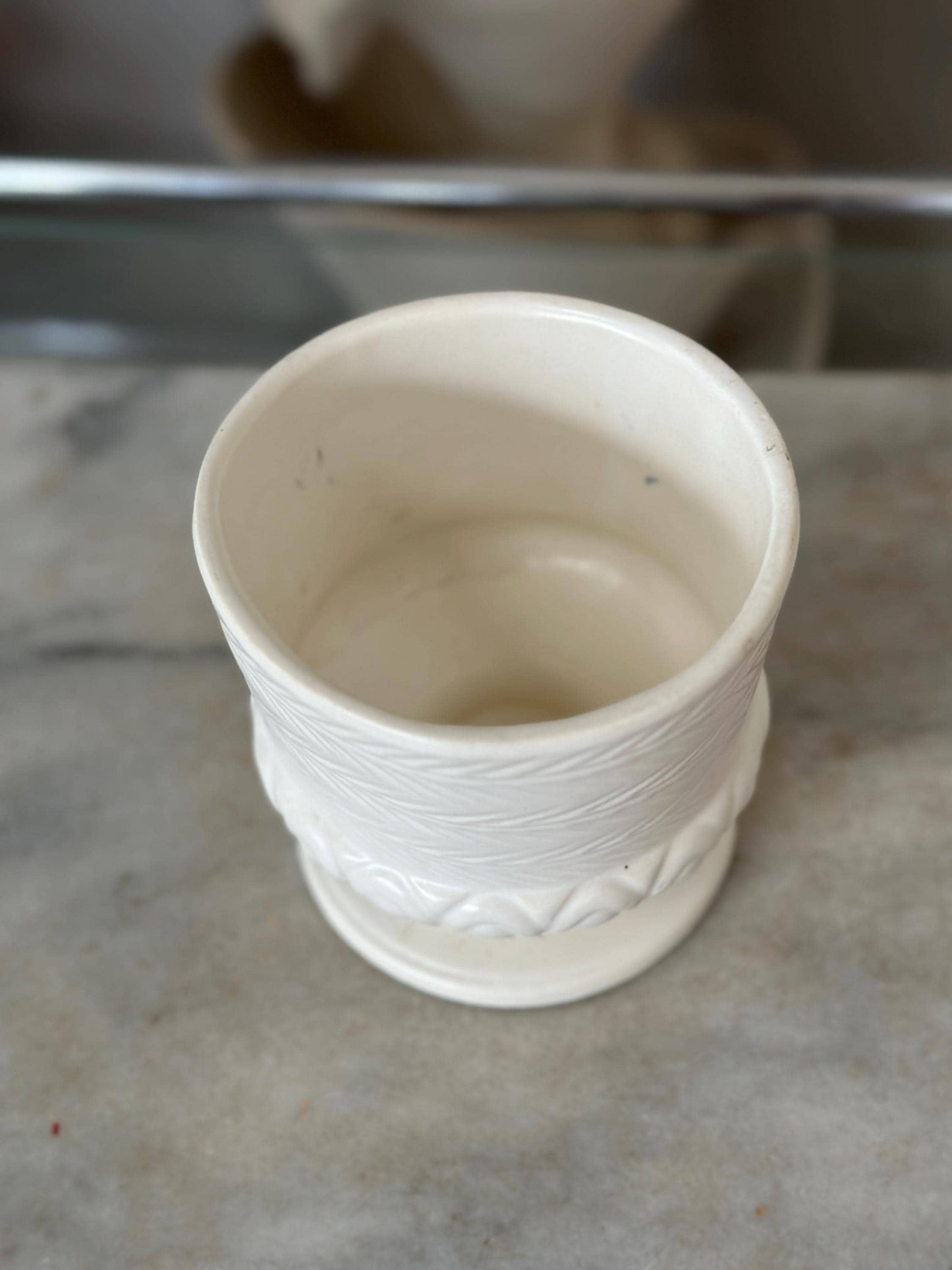 Vintage Hull USA F64 Vase | White Matte  Glaze Pedestal Pottery