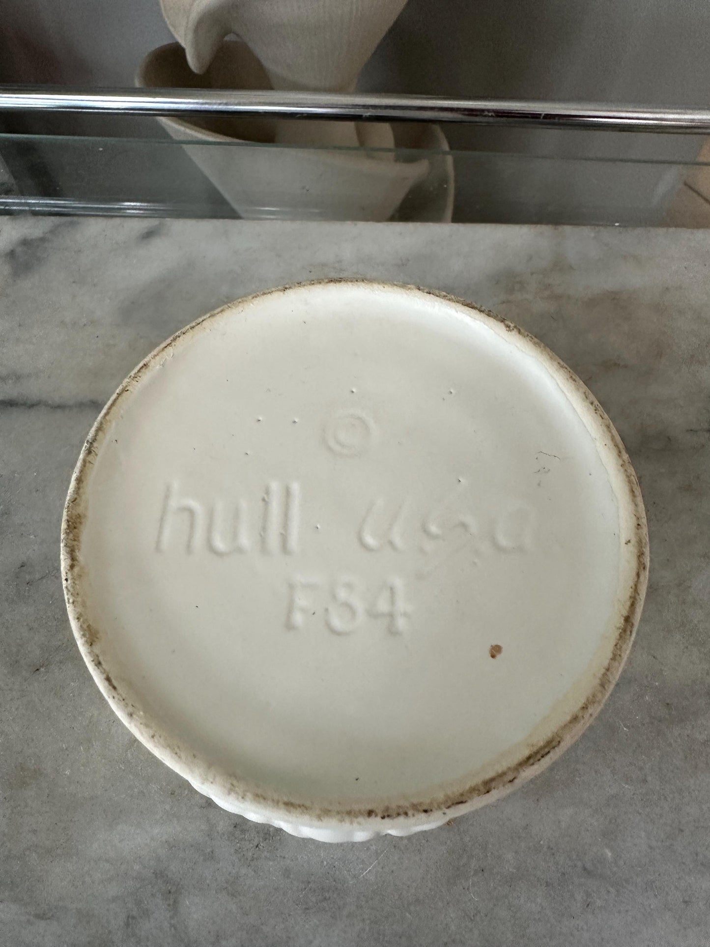 Vintage Hull USA F64 Vase | White Matte  Glaze Pedestal Pottery