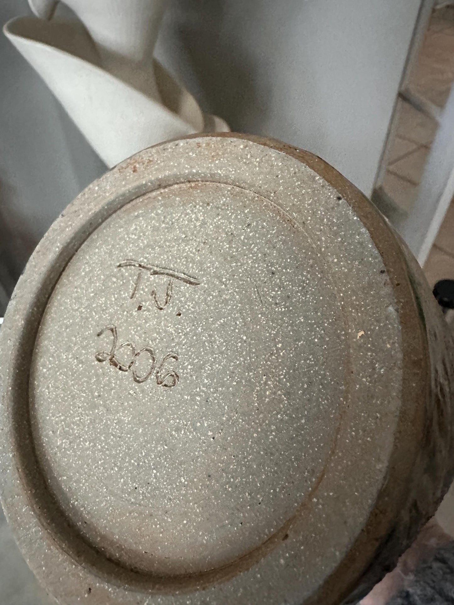 Hand-Thrown Studio Art Pottery Jug, Fern Motif, Signed & Dated