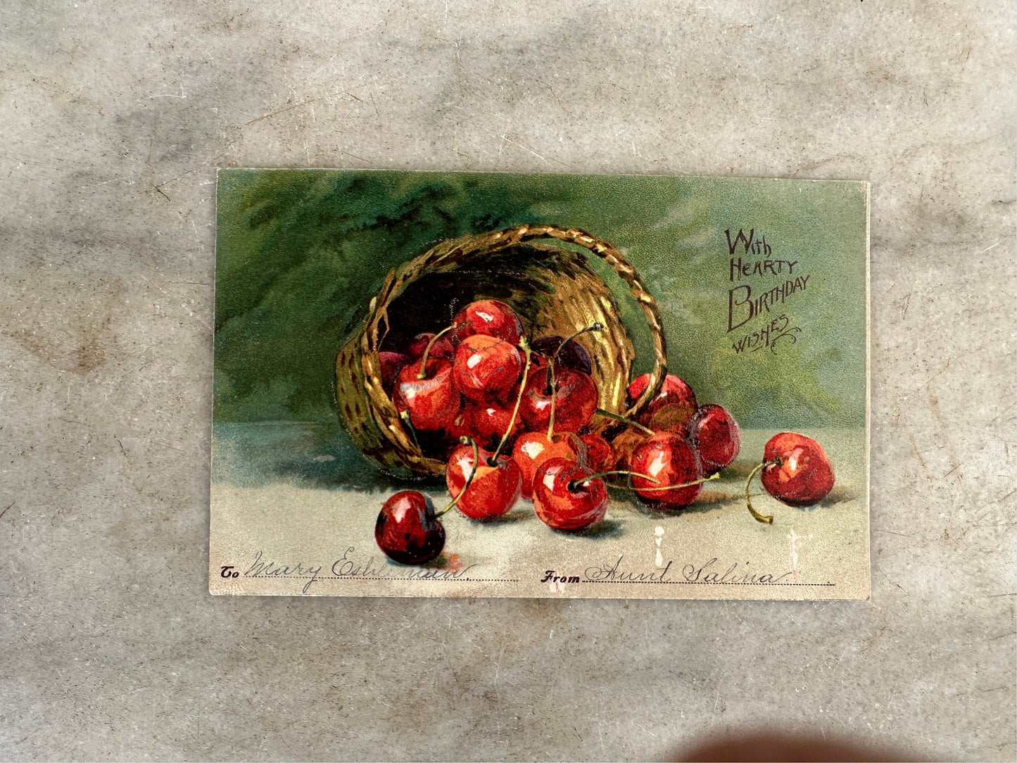 Antique 1910's Birthday / Greetings Embossed Postcards Lot 4 Flowers ~ Edwardian Era Printed in Germany Floral Landscape Post Cards