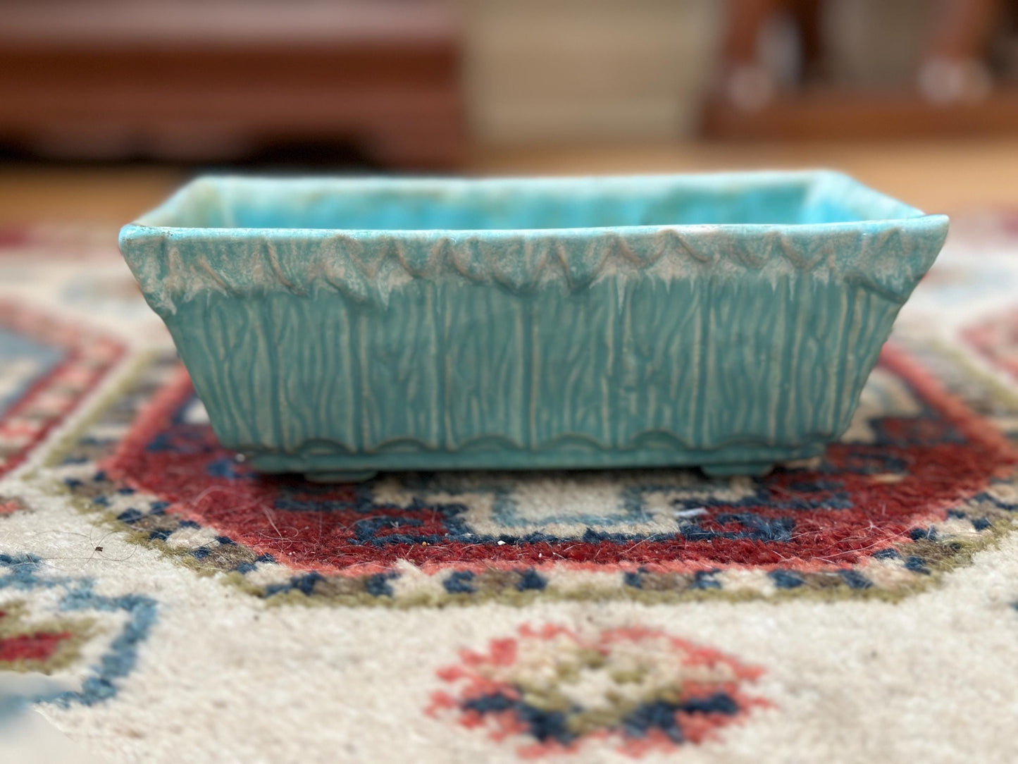 Vintage Cookson USA 427 Pottery Planter – Turquoise Glaze – 6.5” x 2.5” – Mid-Century USA