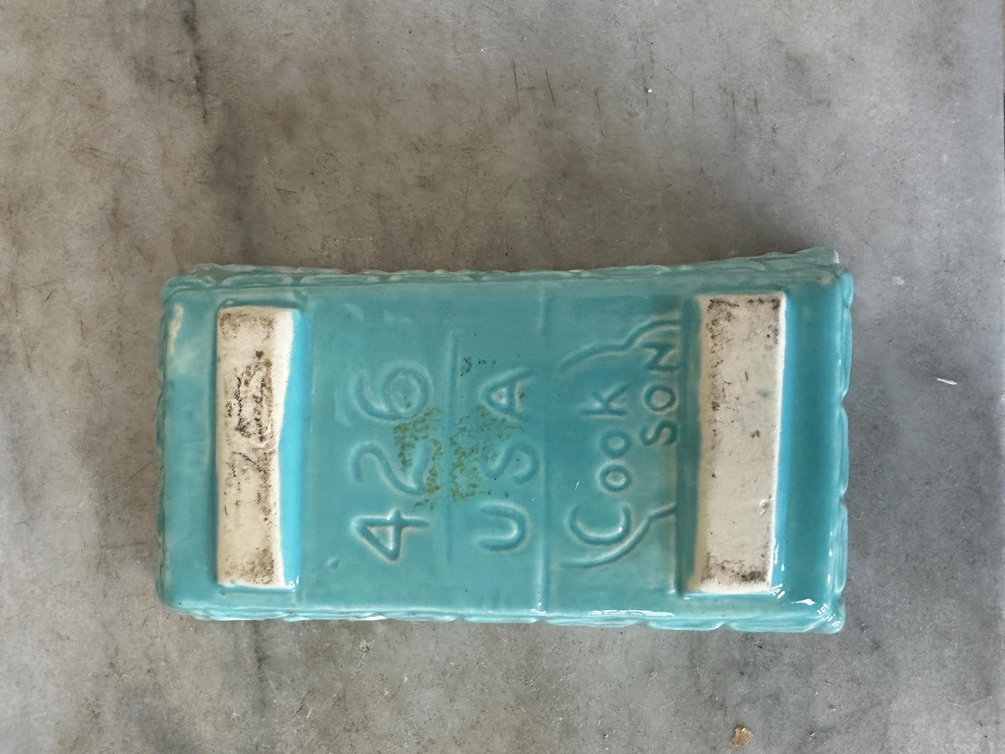 Vintage Cookson USA 427 Pottery Planter – Turquoise Glaze – 6.5” x 2.5” – Mid-Century USA