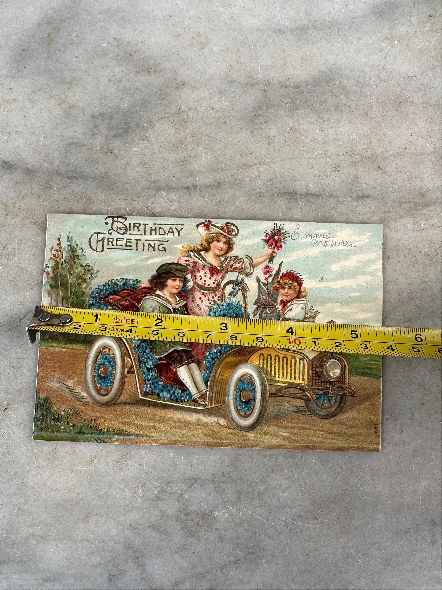 Antique 1910's Birthday / Greetings Embossed Postcards Lot 4 Flowers ~ Edwardian Era Printed in Germany Floral Landscape Post Cards