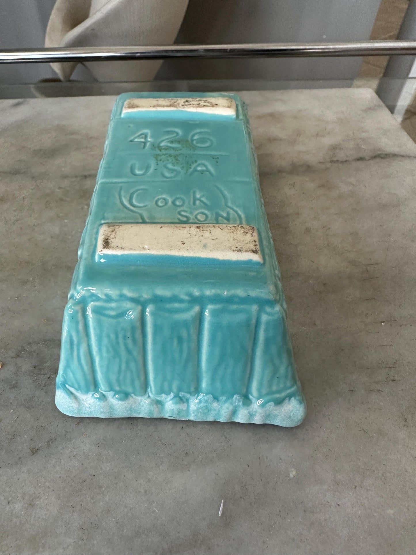 Vintage Cookson USA 427 Pottery Planter – Turquoise Glaze – 6.5” x 2.5” – Mid-Century USA
