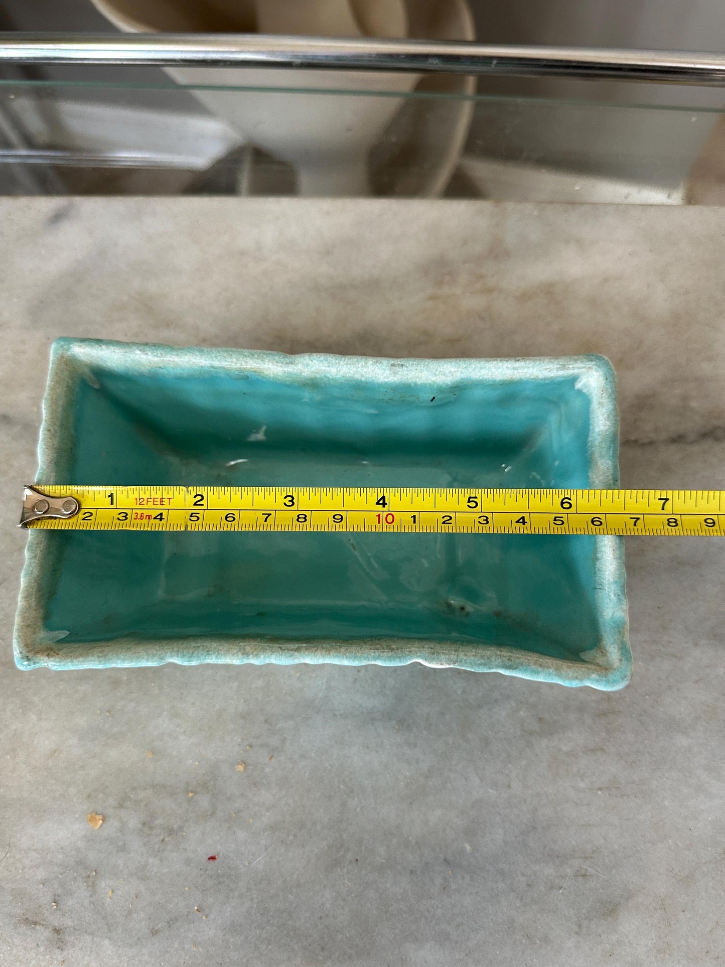 Vintage Cookson USA 427 Pottery Planter – Turquoise Glaze – 6.5” x 2.5” – Mid-Century USA