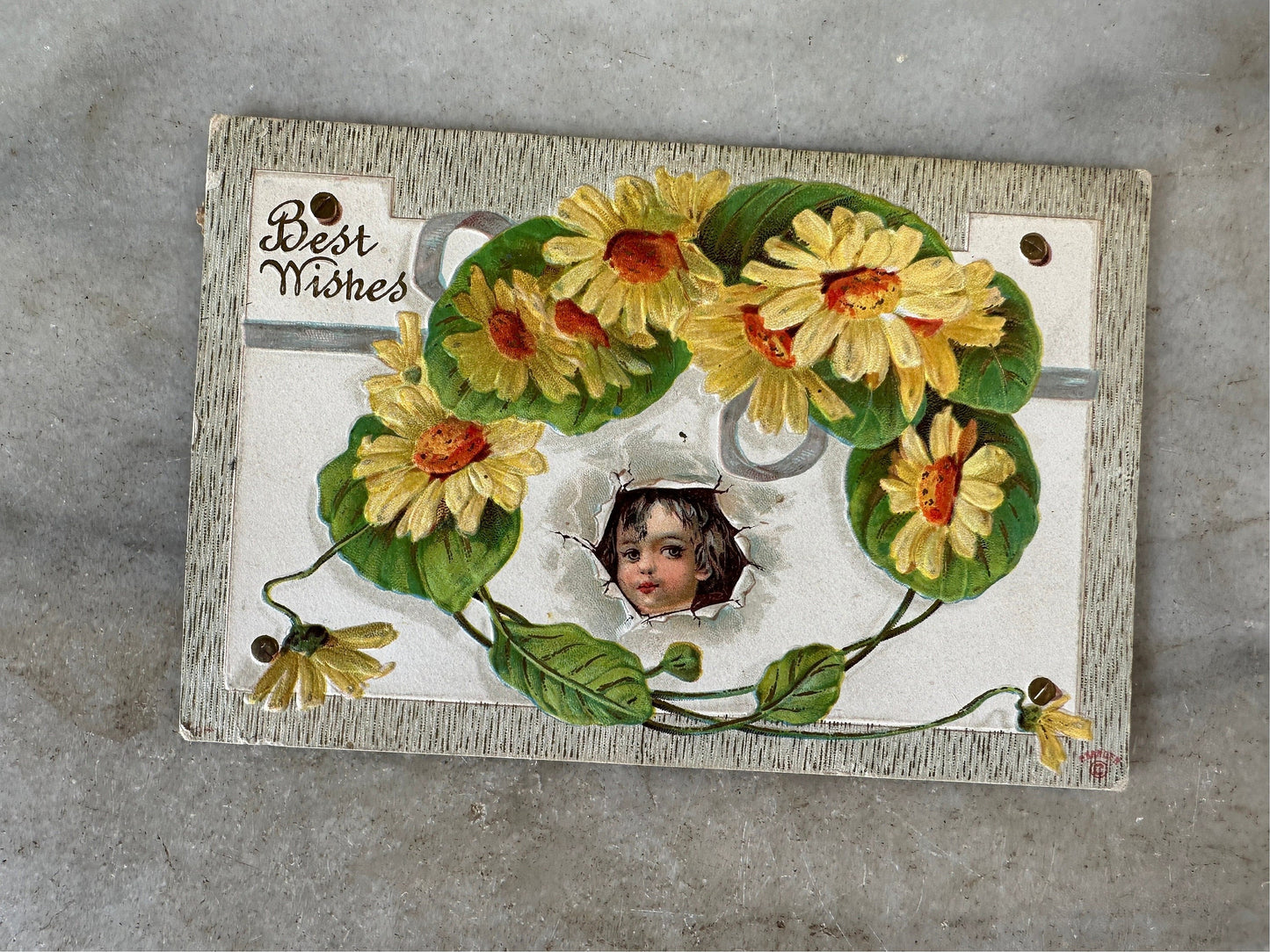 Antique 1910's Birthday / Greetings Embossed Postcards Lot 4 Flowers ~ Edwardian Era Printed in Germany Floral Landscape Post Cards