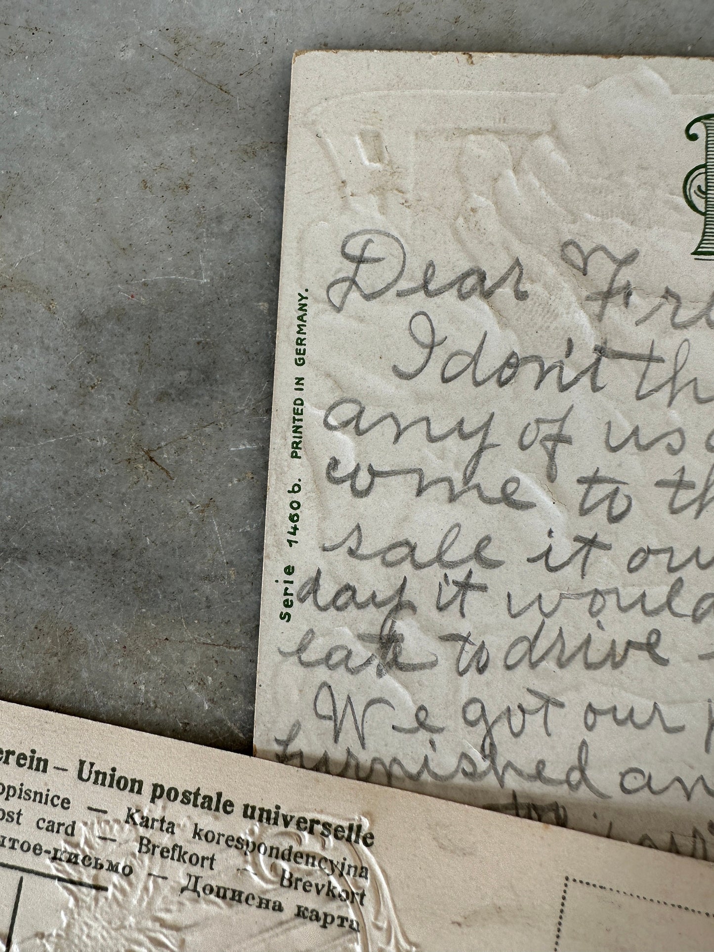 Antique 1910's Birthday / Greetings Embossed Postcards Lot 4 Flowers ~ Edwardian Era Printed in Germany Floral Landscape Post Cards