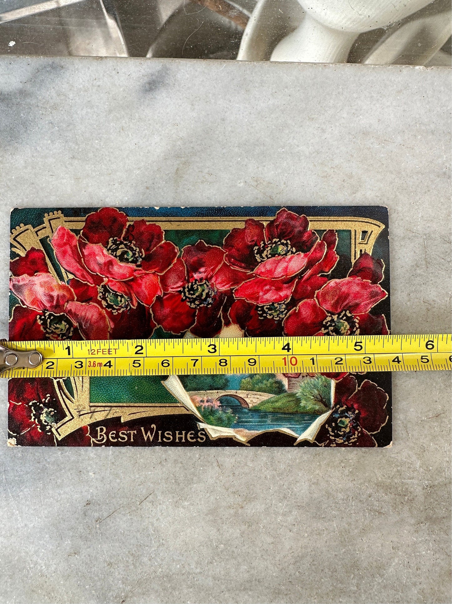 Antique 1910's Birthday / Greetings Embossed Postcards Lot 4 Flowers ~ Edwardian Era Printed in Germany Floral Landscape Post Cards