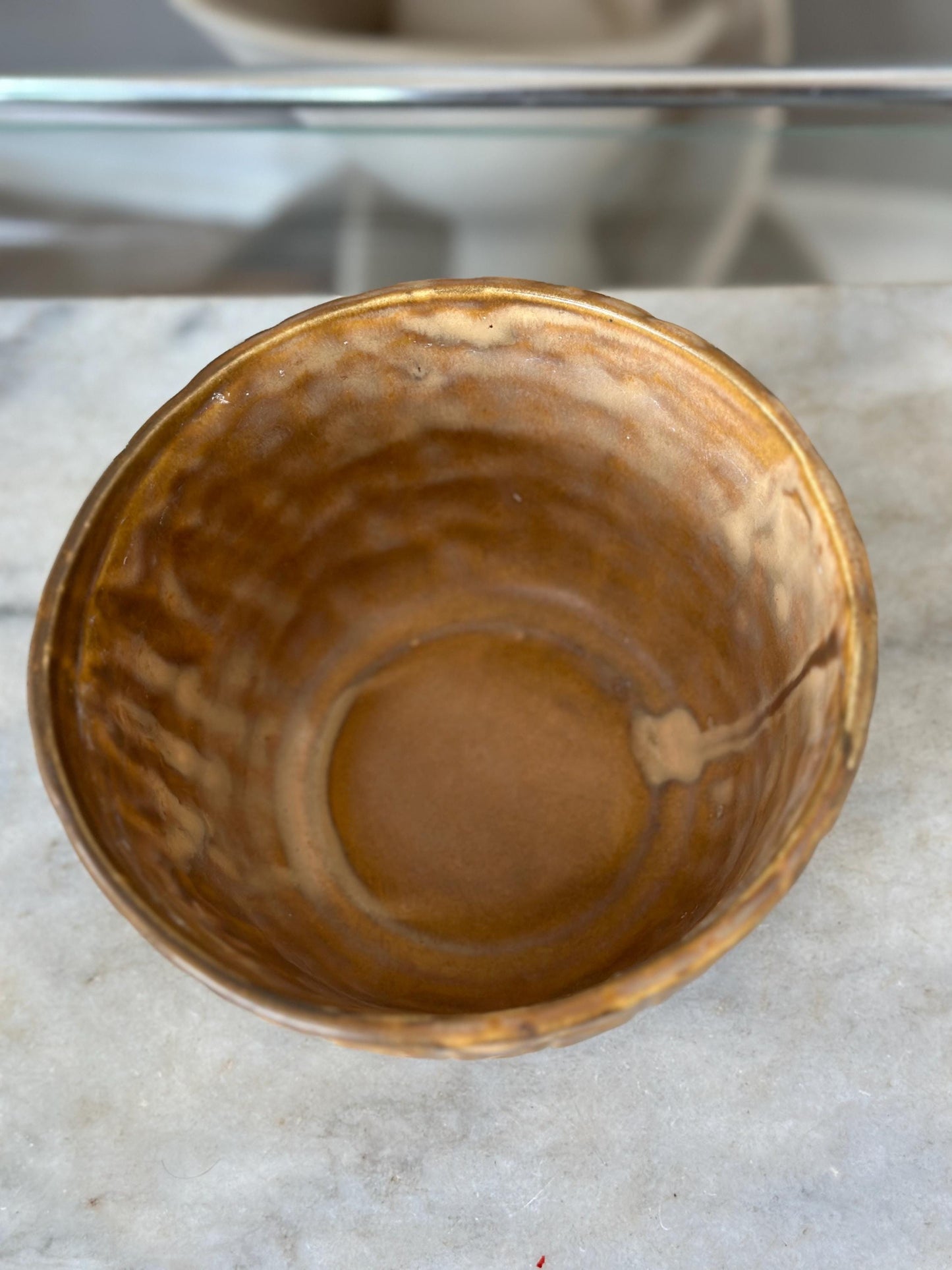 Vintage McCoy Basket Weave Pottery Bowl, USA 1605