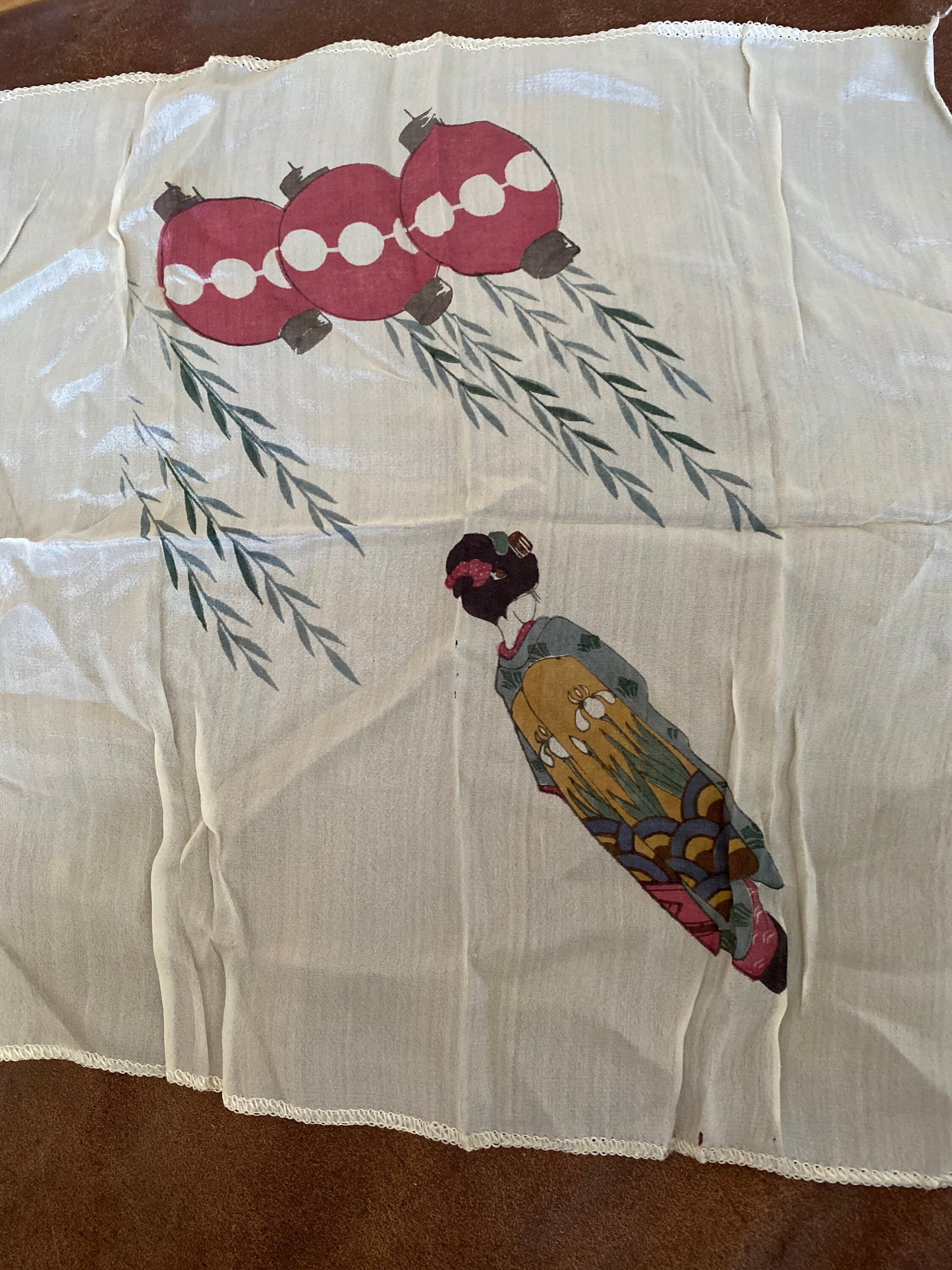 4 1930s Japanese Silm Hankies | Japanese Silk Handkerchiefs | Giesha Girls ~ Pagoda