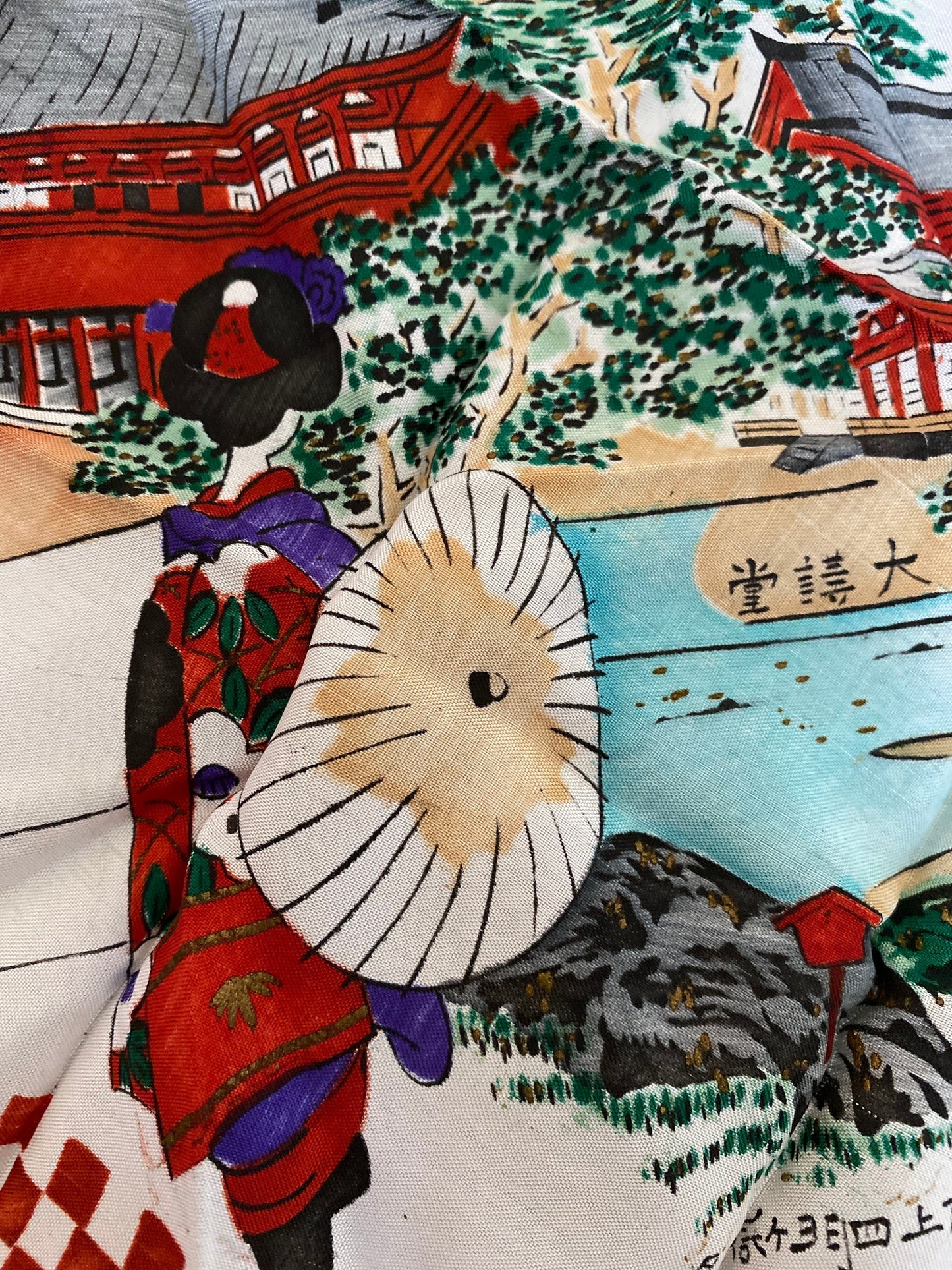 4 1930s Japanese Silm Hankies | Japanese Silk Handkerchiefs | Giesha Girls ~ Pagoda