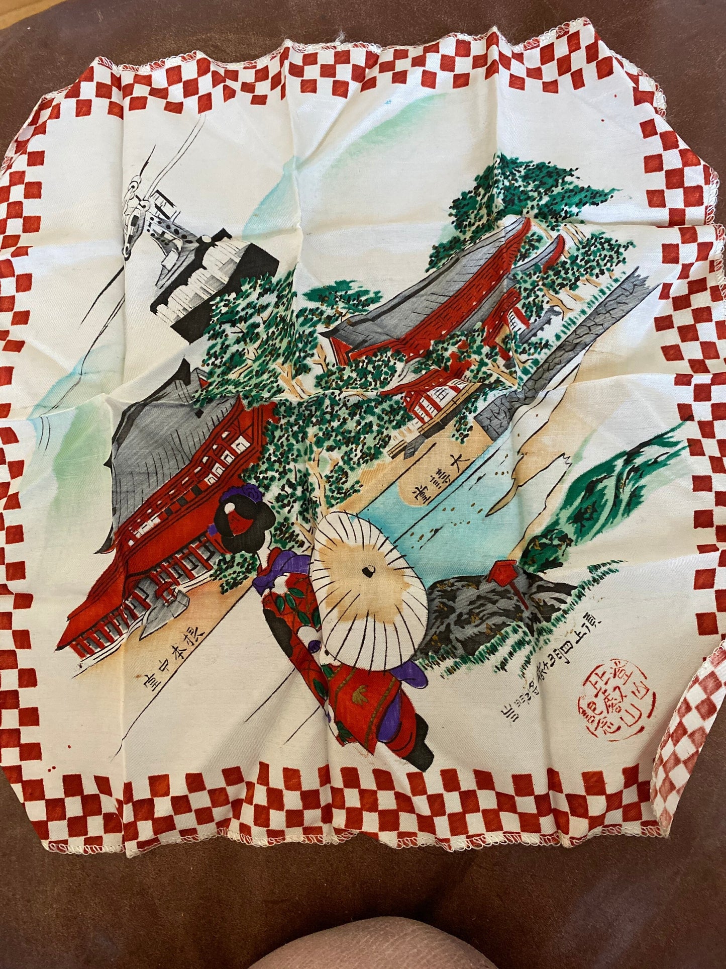 4 1930s Japanese Silm Hankies | Japanese Silk Handkerchiefs | Giesha Girls ~ Pagoda
