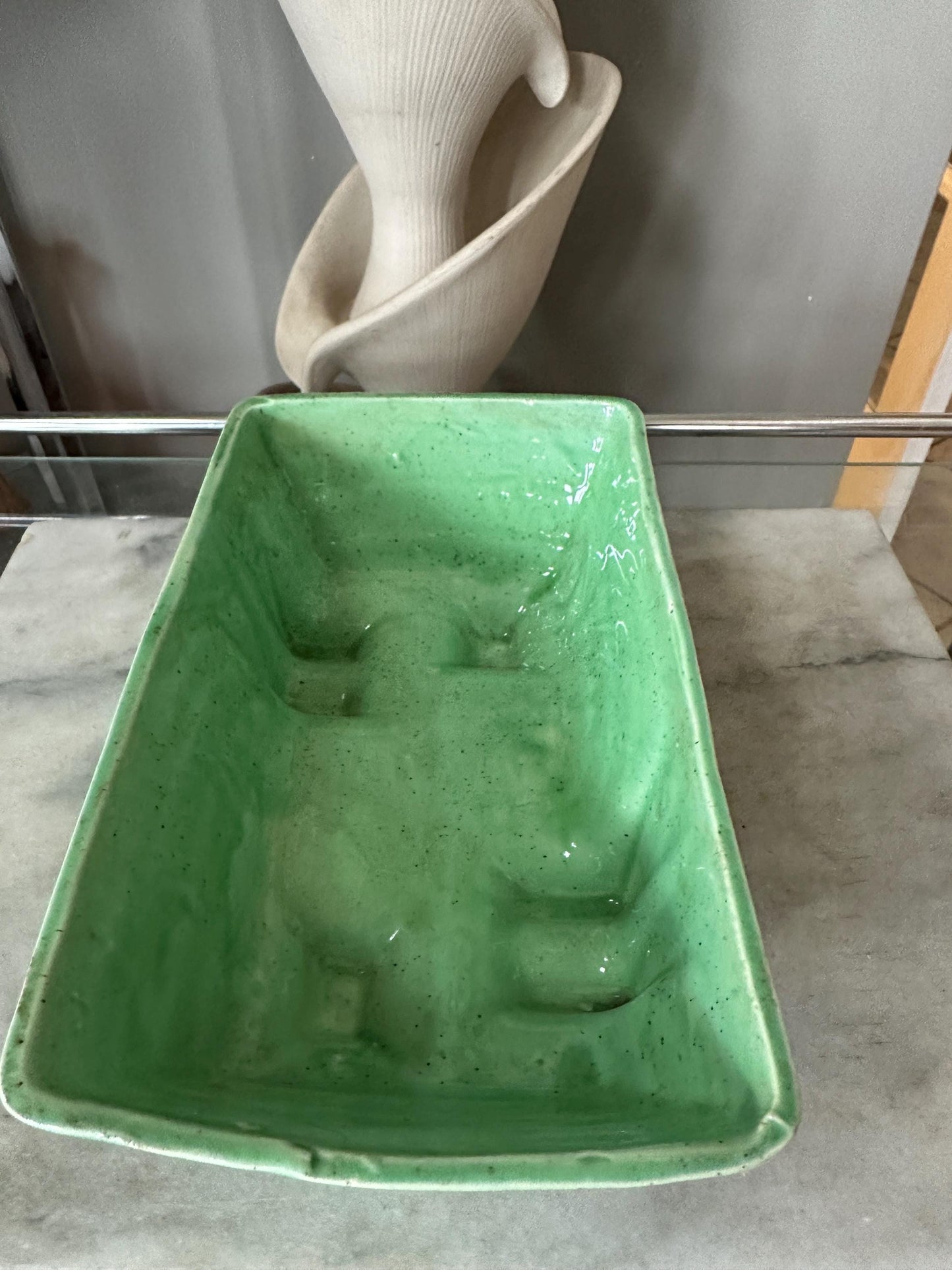 Vintage 1950s Cookson Pottery Art Deco planter in mint green CP 1263 USA