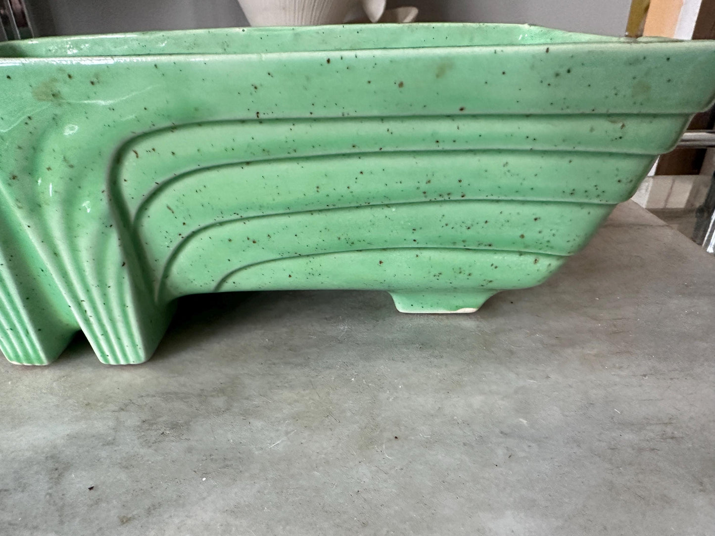 Vintage 1950s Cookson Pottery Art Deco planter in mint green CP 1263 USA