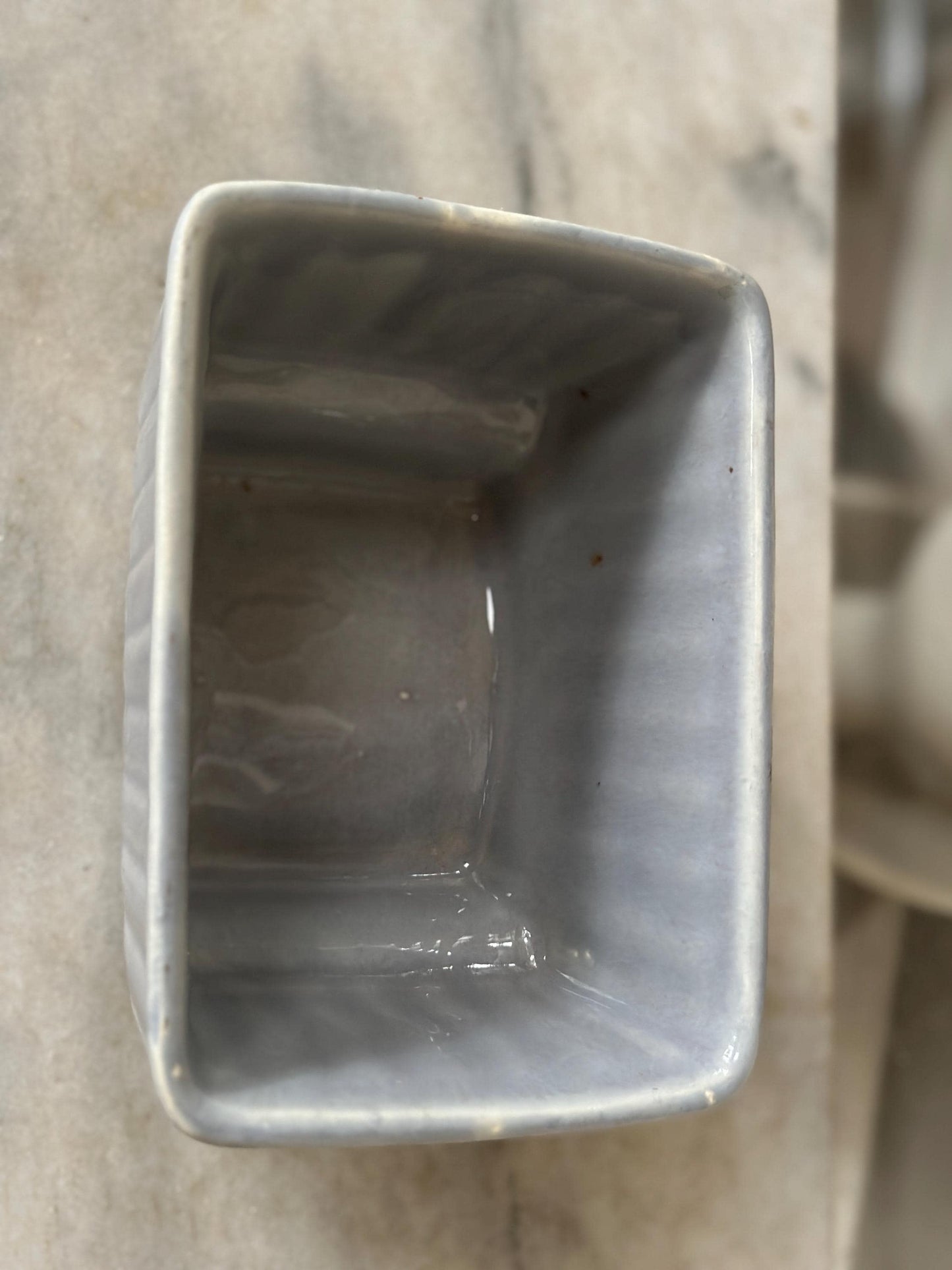 Vintage Hull USA 718 Rectangle Planter | 7.5”  Ribbed Gray Mid-Century Ceramic | USA Pottery