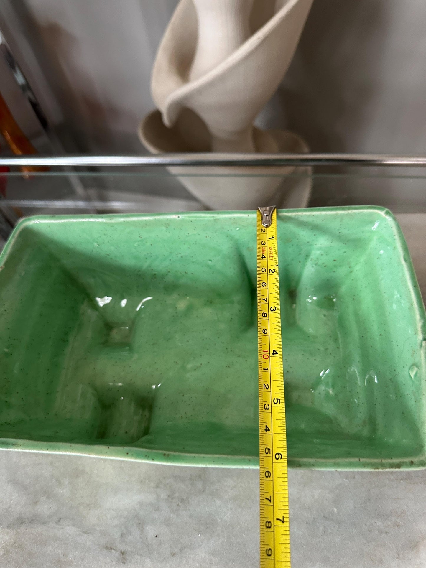 Vintage 1950s Cookson Pottery Art Deco planter in mint green CP 1263 USA