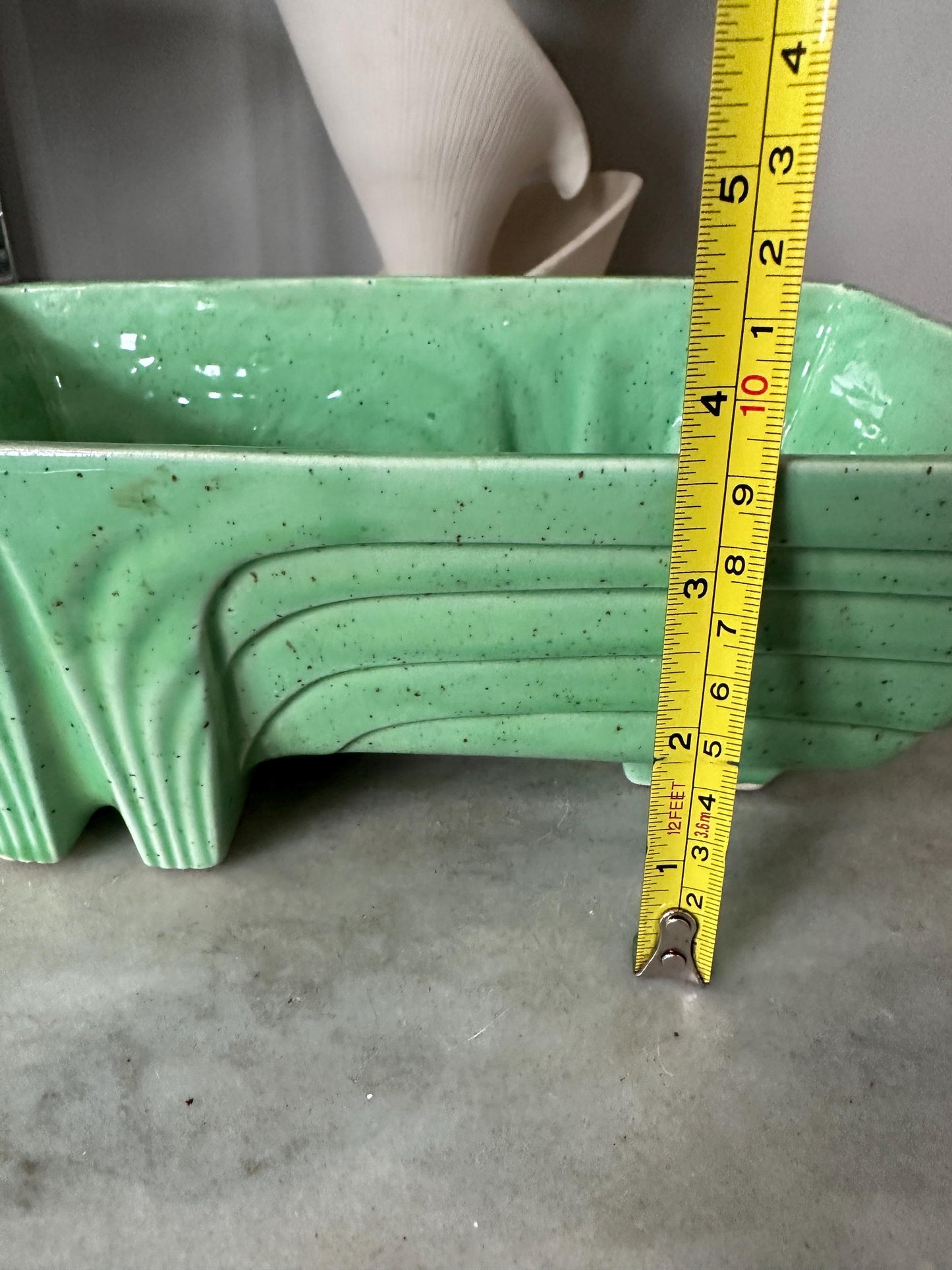 Vintage 1950s Cookson Pottery Art Deco planter in mint green CP 1263 USA
