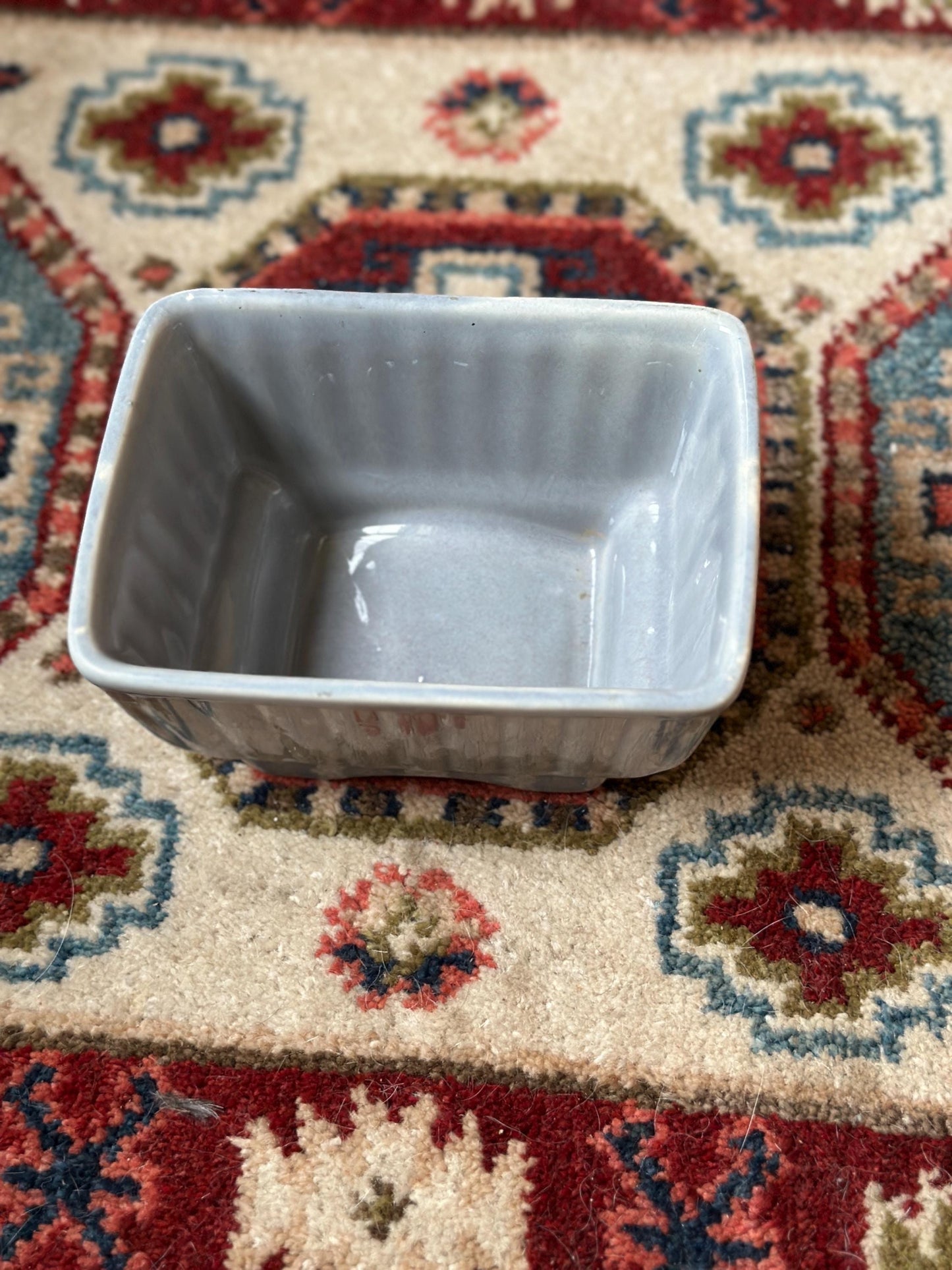 Vintage Hull USA 718 Rectangle Planter | 7.5”  Ribbed Gray Mid-Century Ceramic | USA Pottery