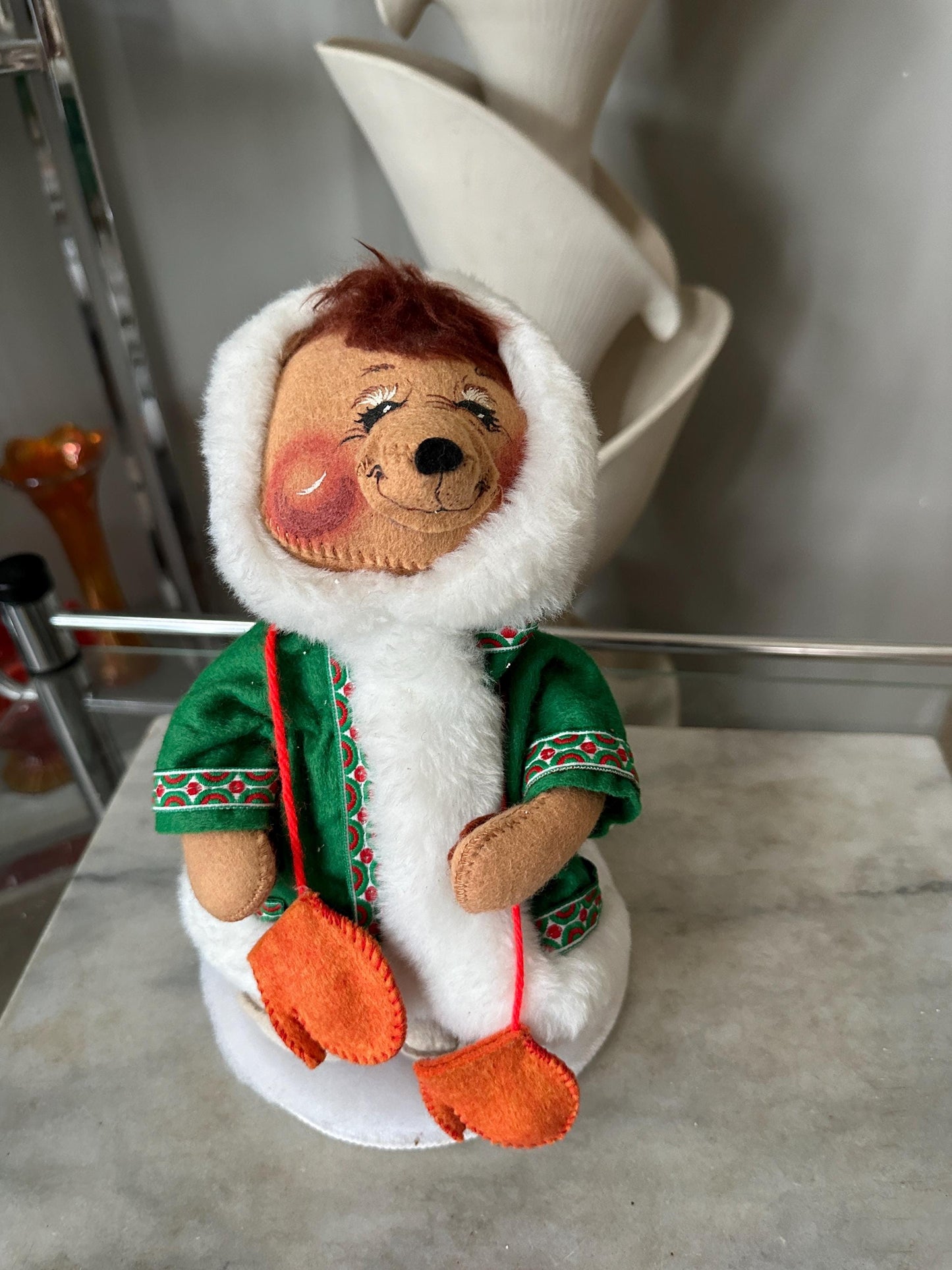 Vintage 1988 Annalee Doll, Christmas Bear, Winter Attire Collector Gift, Kitschmas
