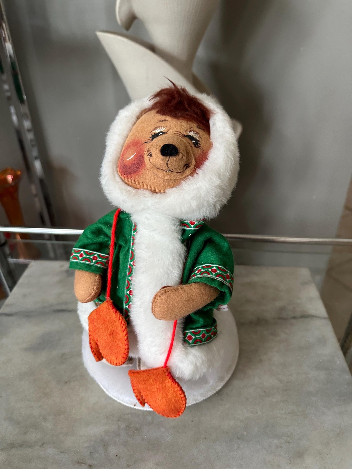 Vintage 1988 Annalee Doll, Christmas Bear, Winter Attire Collector Gift, Kitschmas