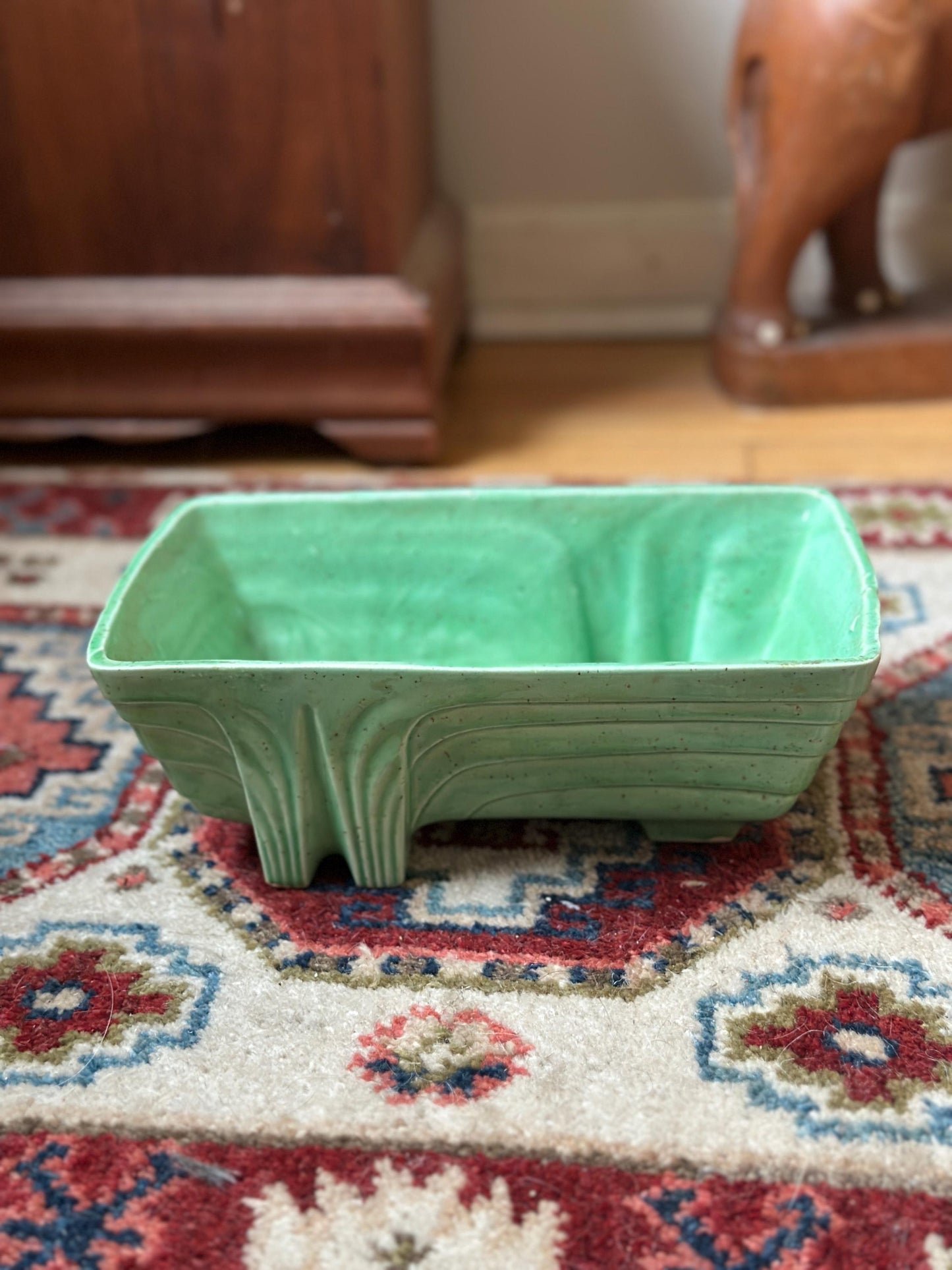 Vintage 1950s Cookson Pottery Art Deco planter in mint green CP 1263 USA