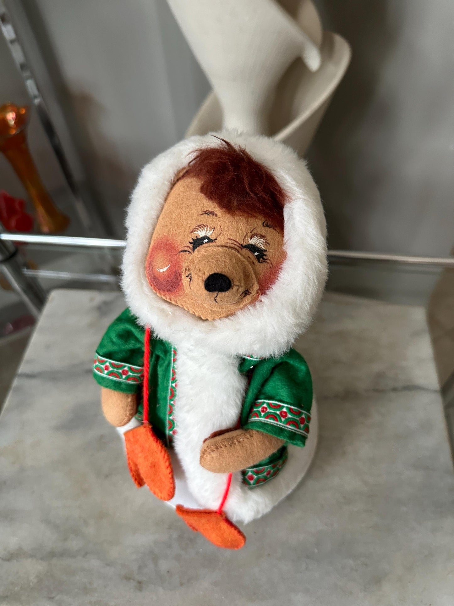 Vintage 1988 Annalee Doll, Christmas Bear, Winter Attire Collector Gift, Kitschmas