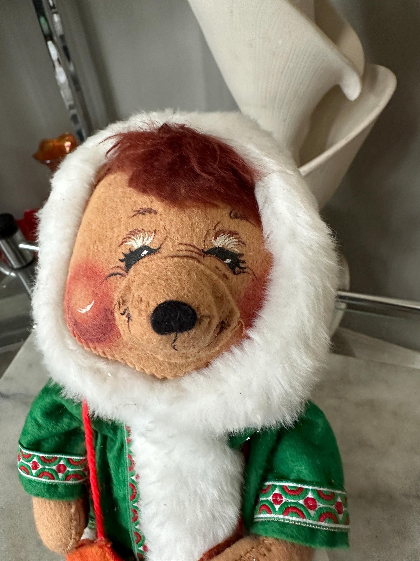 Vintage 1988 Annalee Doll, Christmas Bear, Winter Attire Collector Gift, Kitschmas
