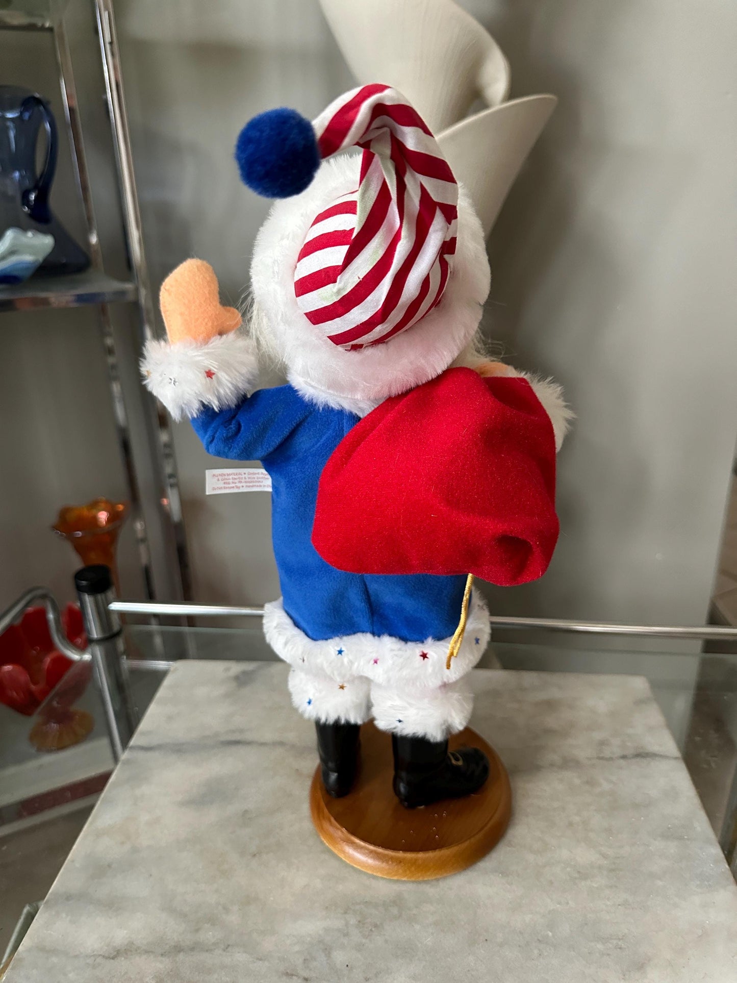 Vintage Patriotic Uncle Sam Anna Lee Doll – 18” with Wooden Stand