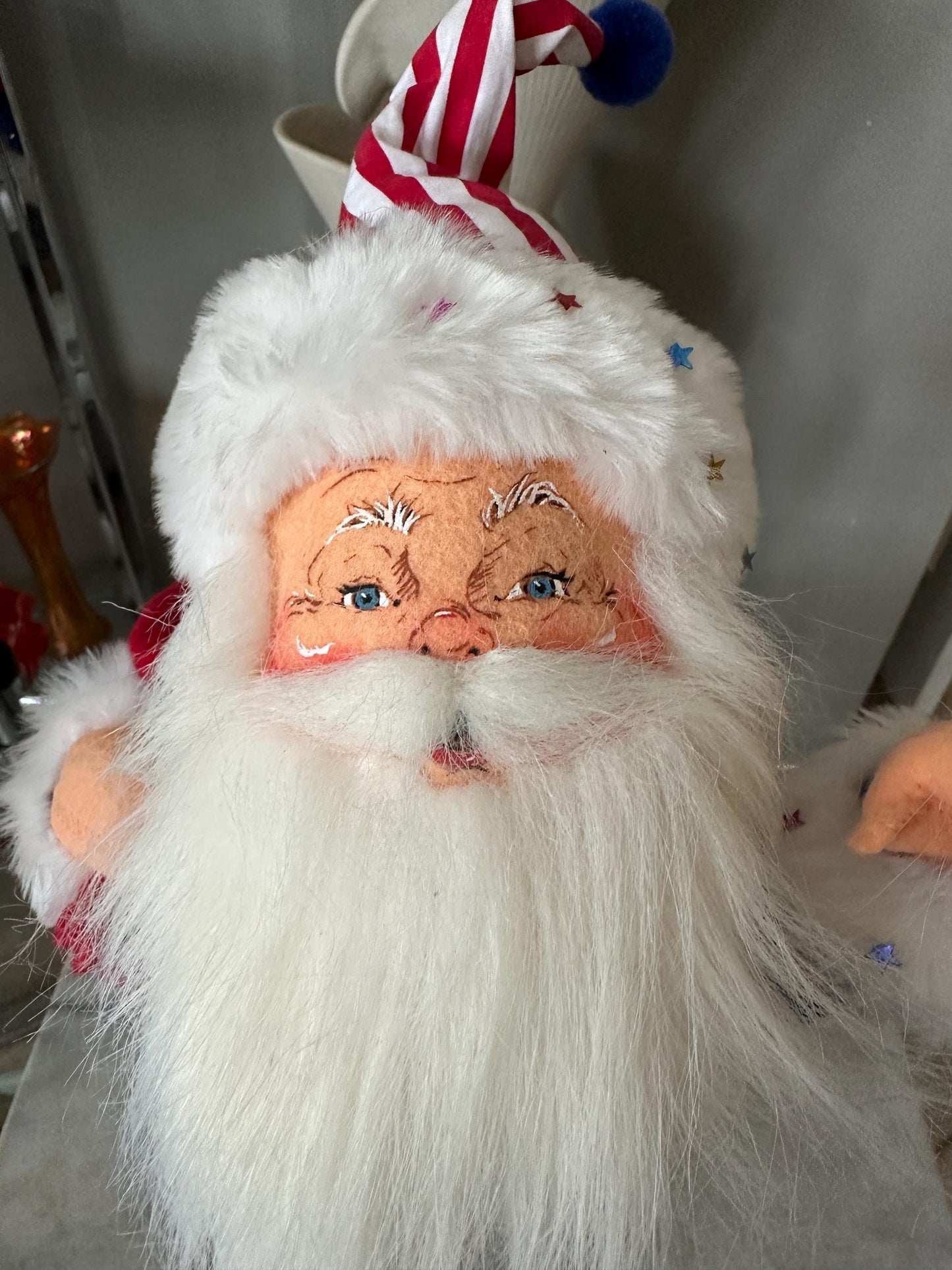 Vintage Patriotic Uncle Sam Anna Lee Doll – 18” with Wooden Stand