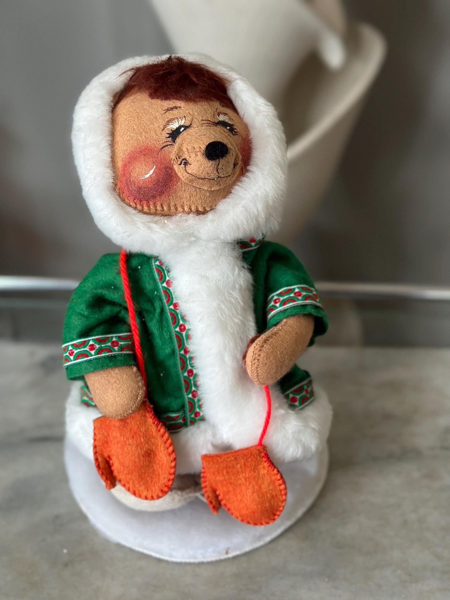 Vintage 1988 Annalee Doll, Christmas Bear, Winter Attire Collector Gift, Kitschmas