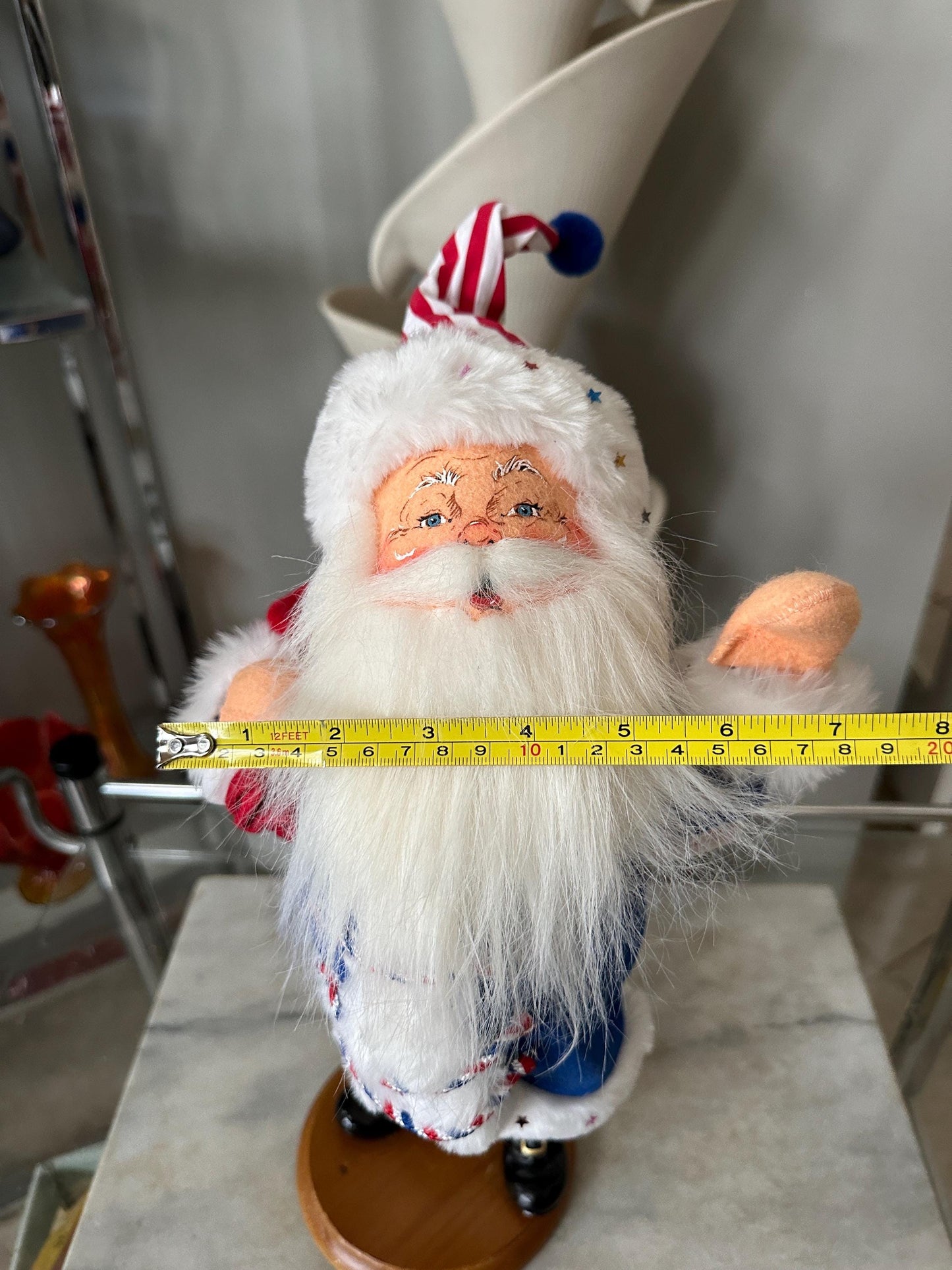 Vintage Patriotic Uncle Sam Anna Lee Doll – 18” with Wooden Stand