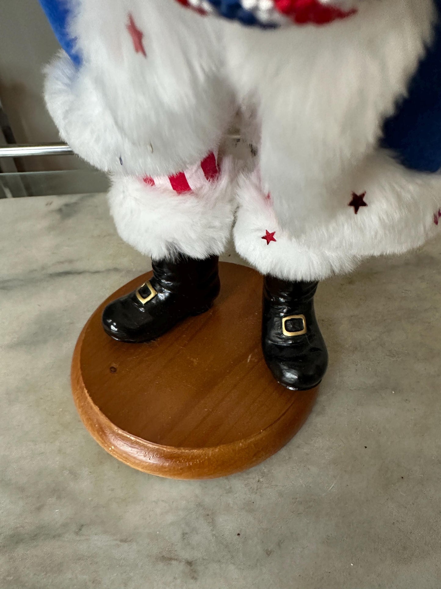 Vintage Patriotic Uncle Sam Anna Lee Doll – 18” with Wooden Stand