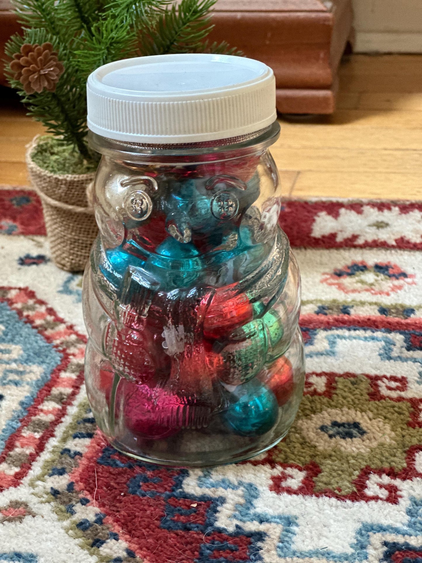 Vintage Libbey Canada Snowman Candy Jar with Lid