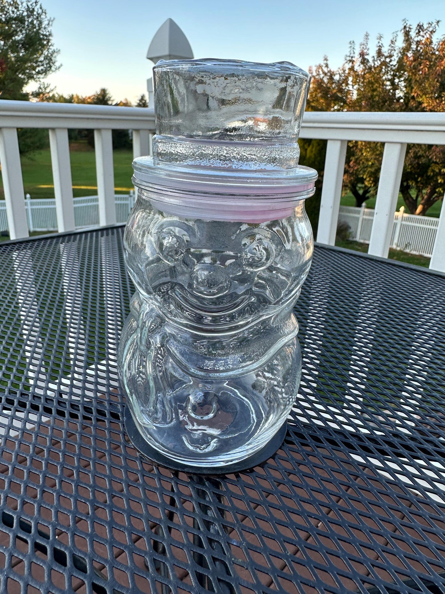 Vintage Libbey Canada Snowman Candy Jar with Lid