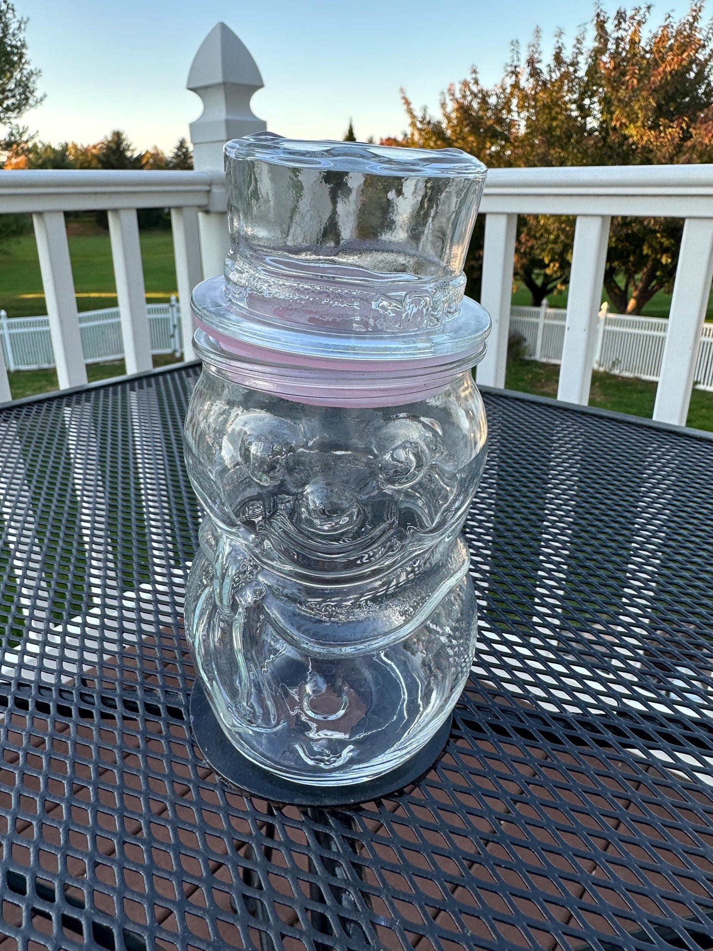 Vintage Libbey Canada Snowman Candy Jar with Lid