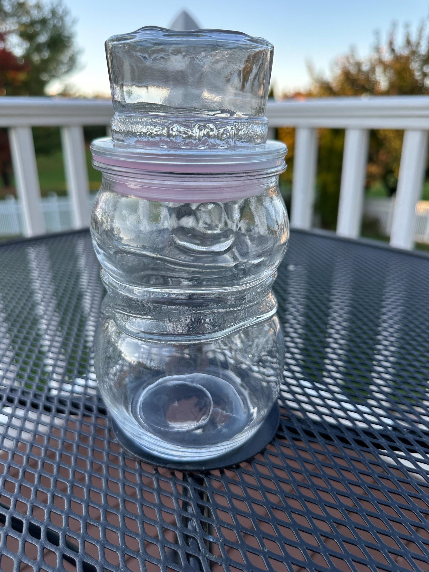 Vintage Libbey Canada Snowman Candy Jar with Lid