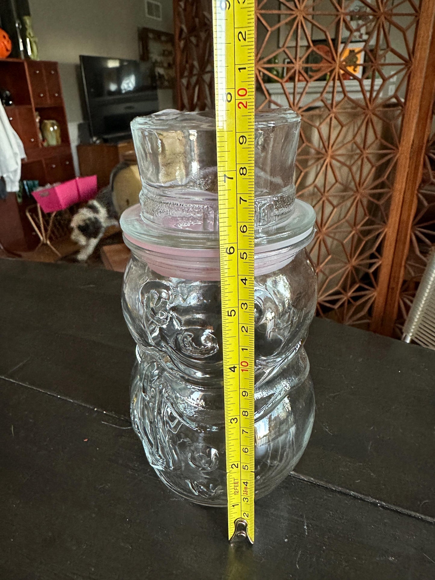 Vintage Libbey Canada Snowman Candy Jar with Lid