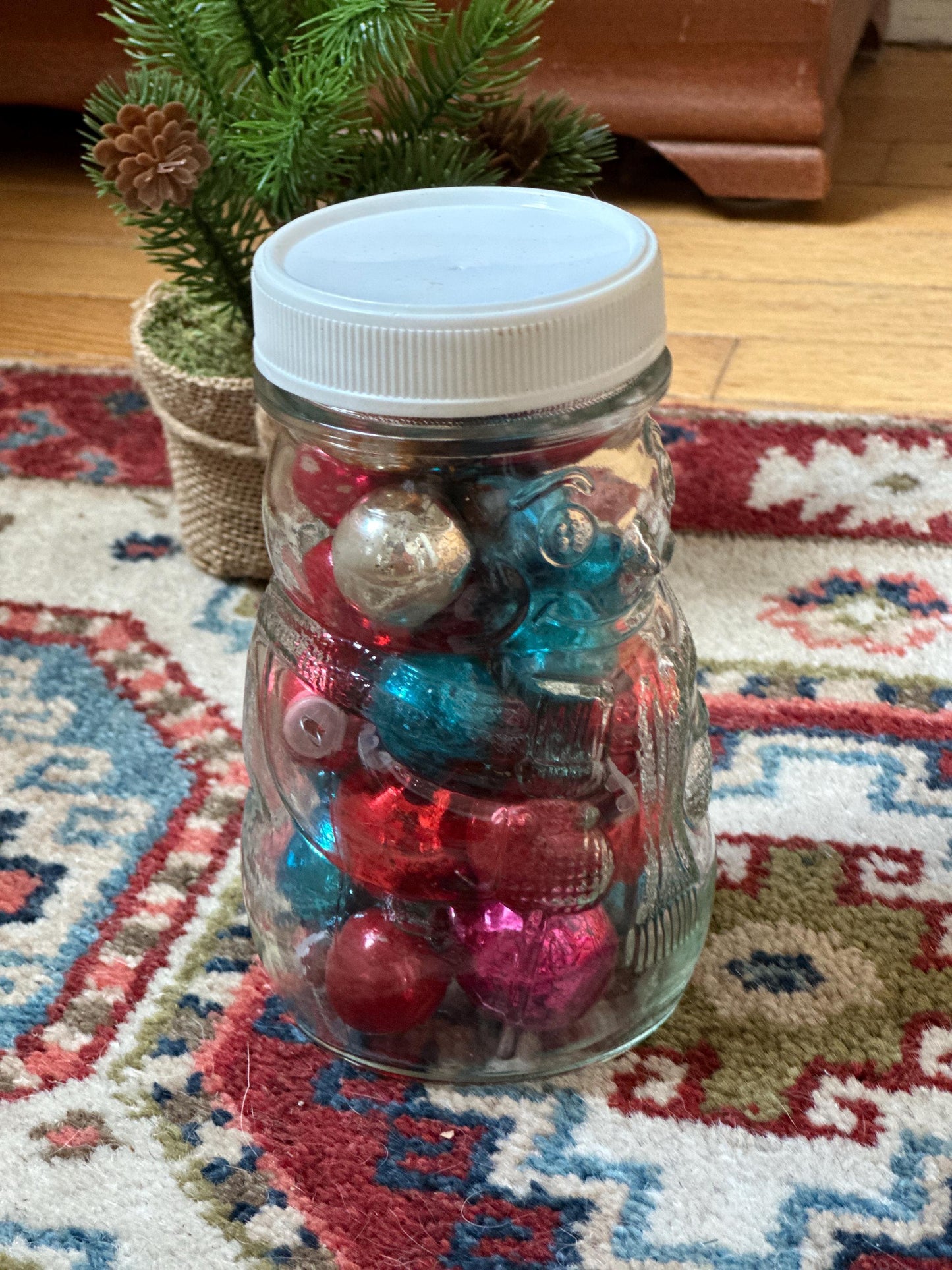 Vintage Libbey Canada Snowman Candy Jar with Lid