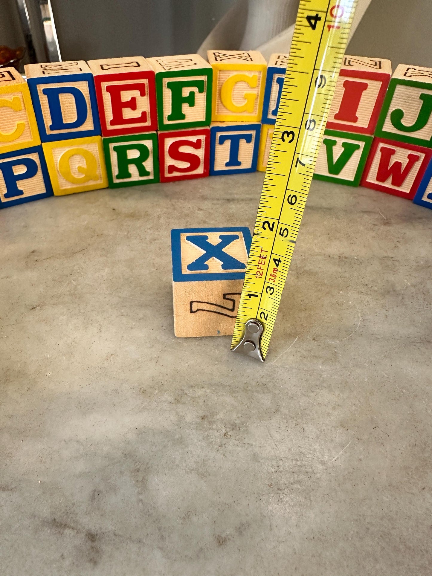 Vintage Wood 1 Inch Letter Blocks (Set of 34) in Vintage Space School Box